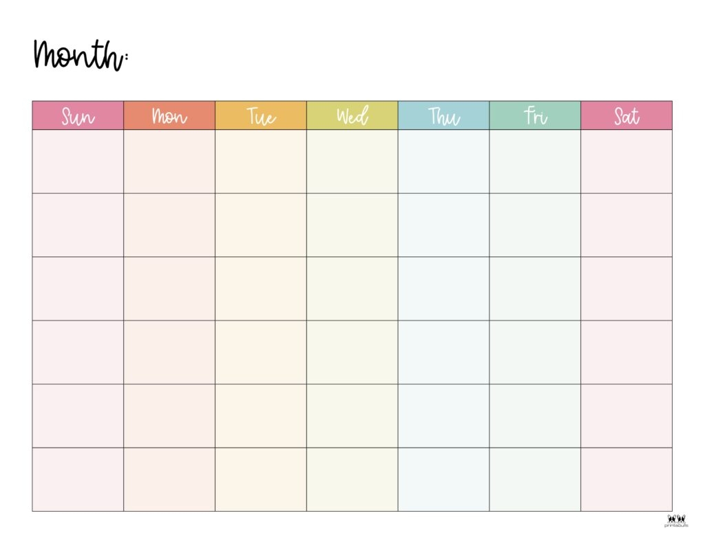 Free Printable Cute Blank Calendar