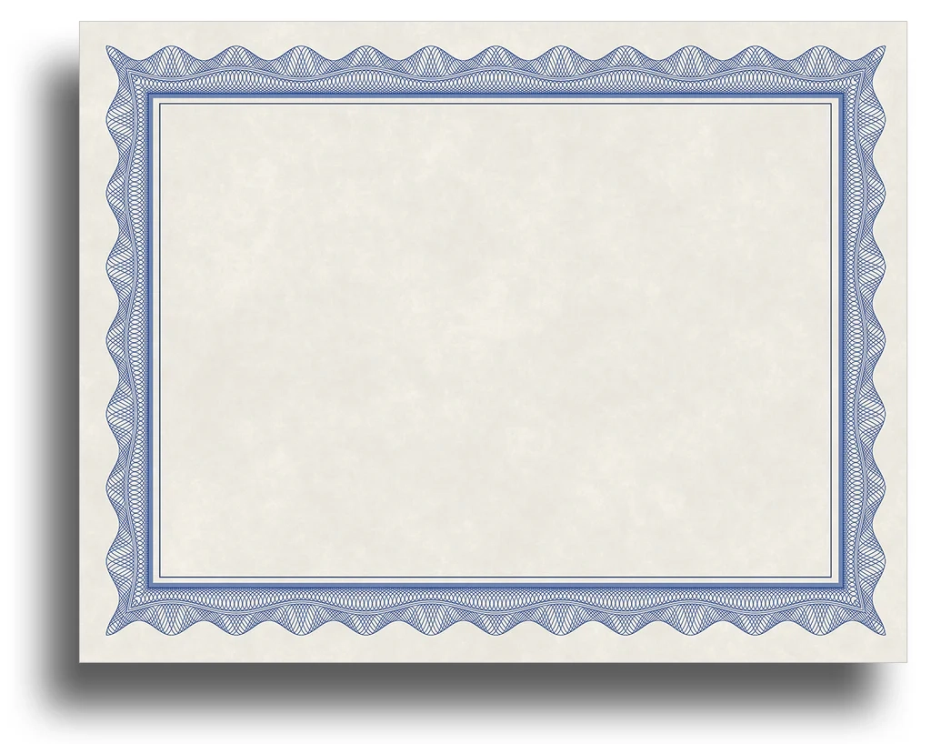 Blank Certificates 80lb Text Blue Border Parchment 