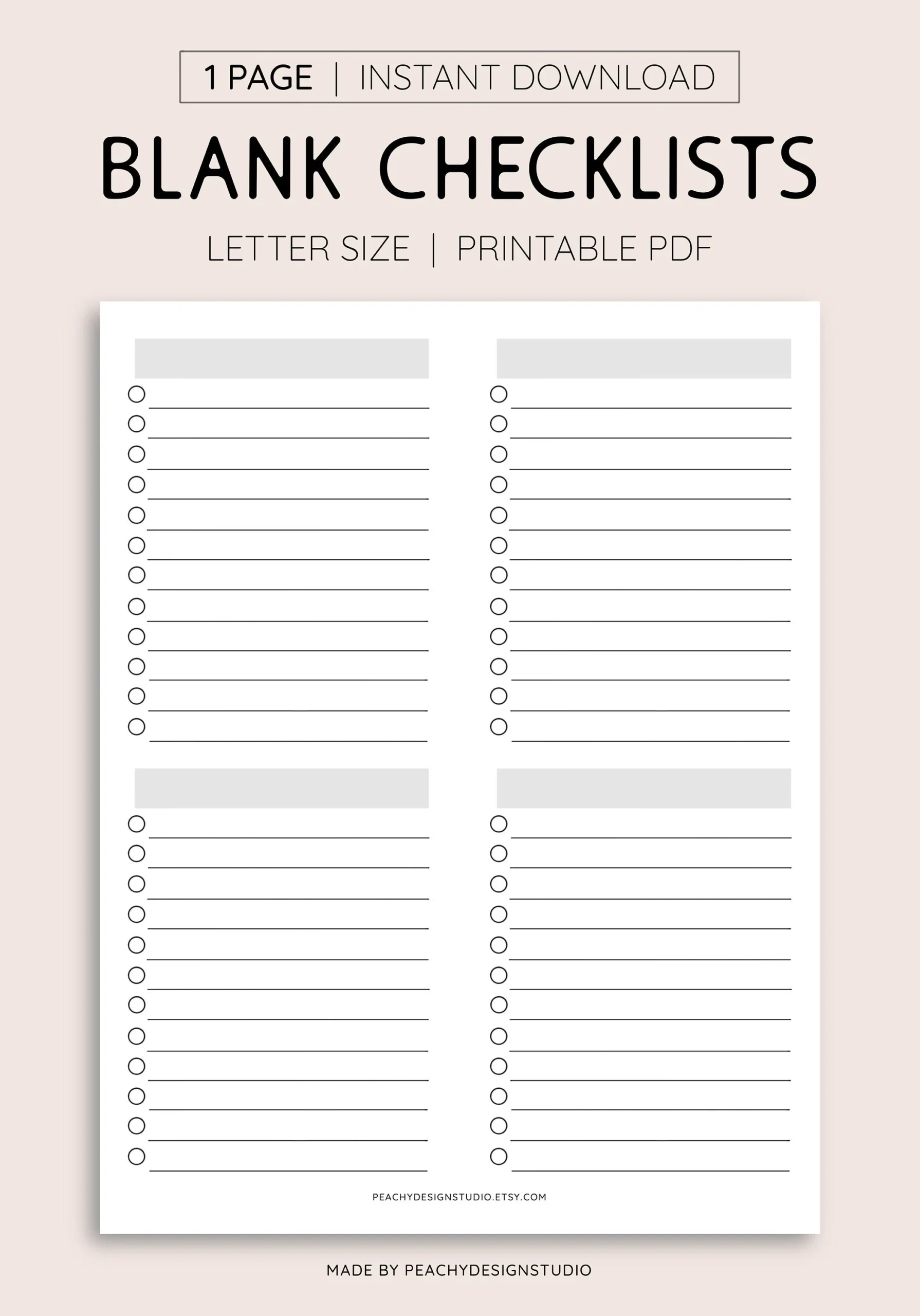 Printable Blank Checklists