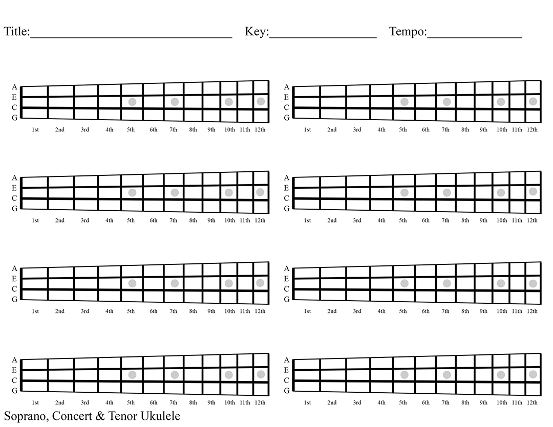 Printable Blank Ukulele Fretboard