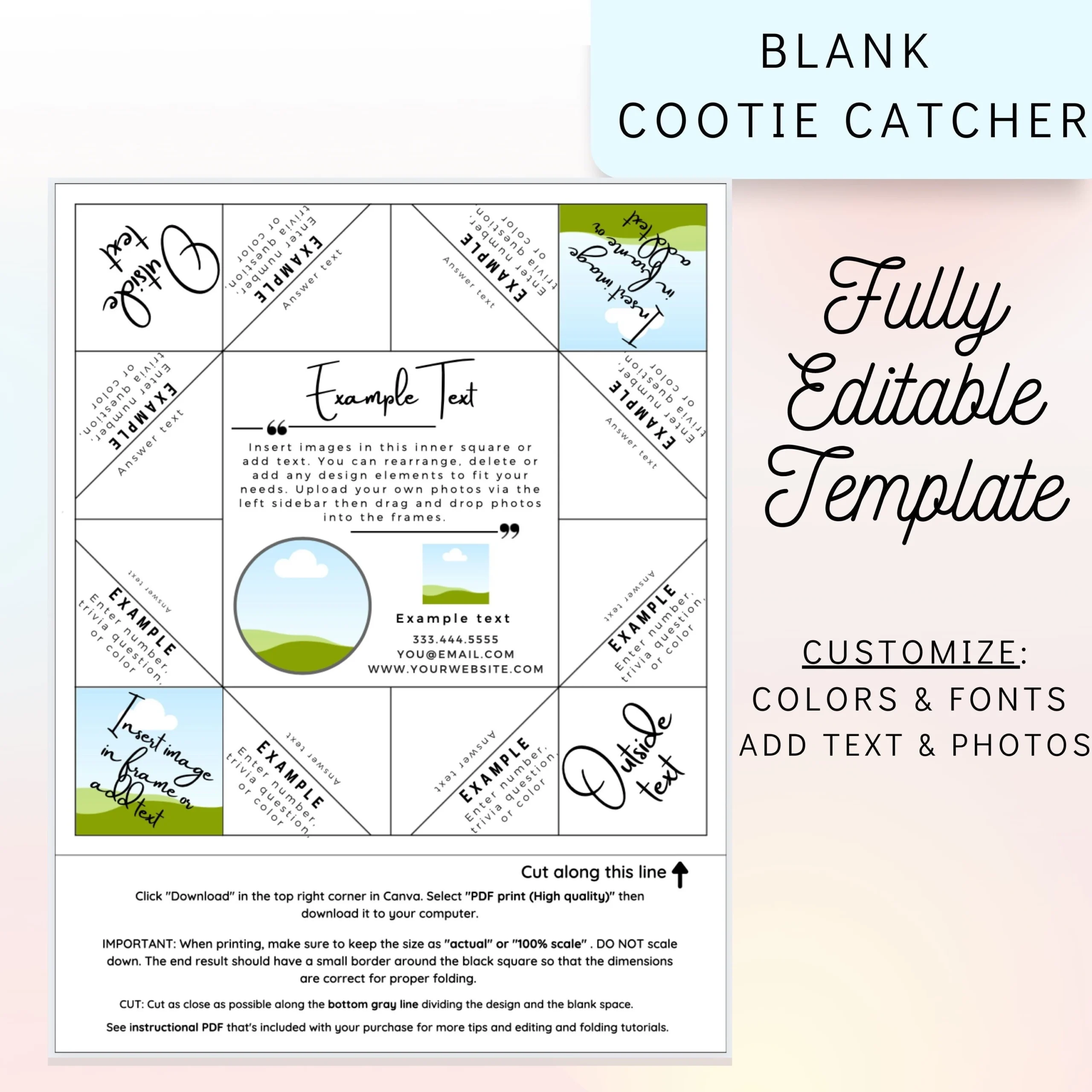 Blank Cootie Catcher Template Printable