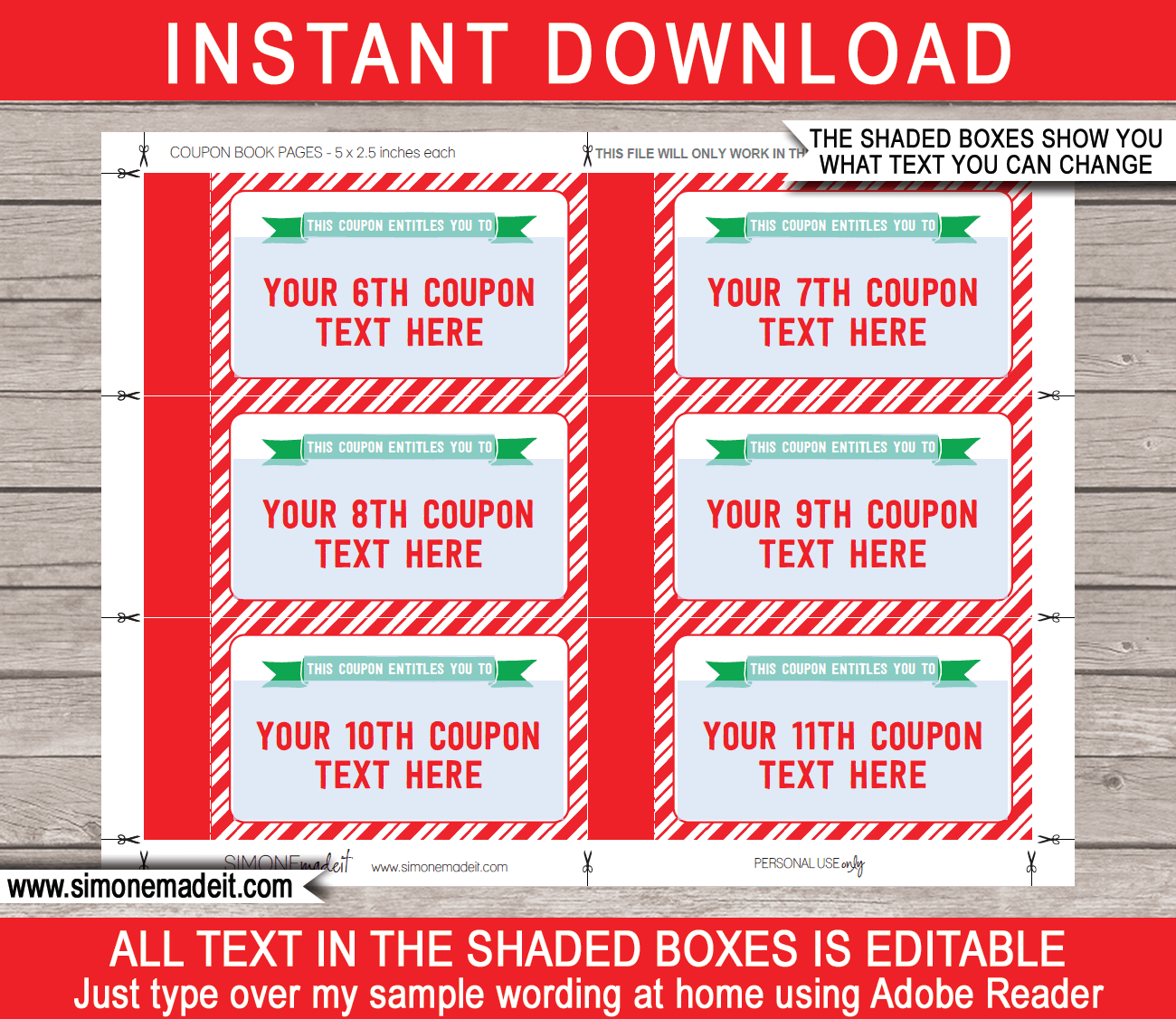 Blank Coupon Book For Husband Christmas Coupon Book