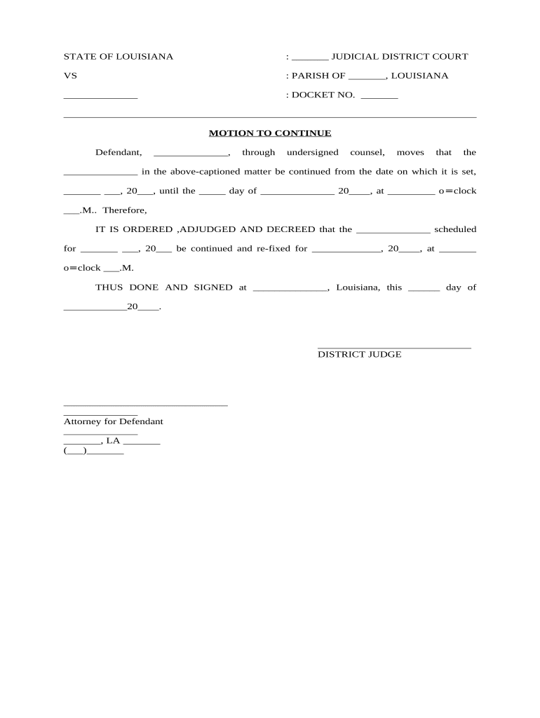 Blank Printable Court Motion Template