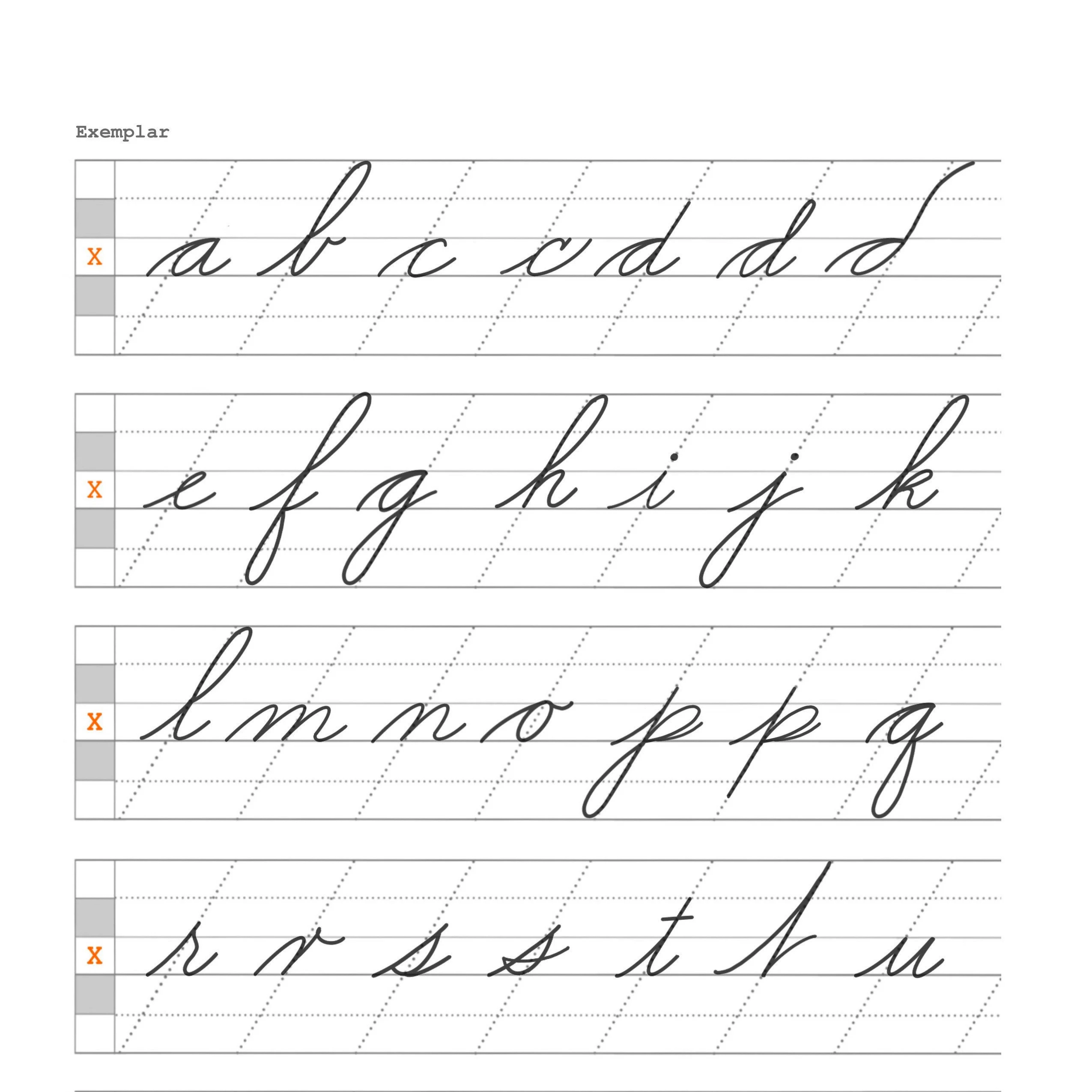 Blank Cursive Handwriting Practice Sheet Lettering Guide PDF 