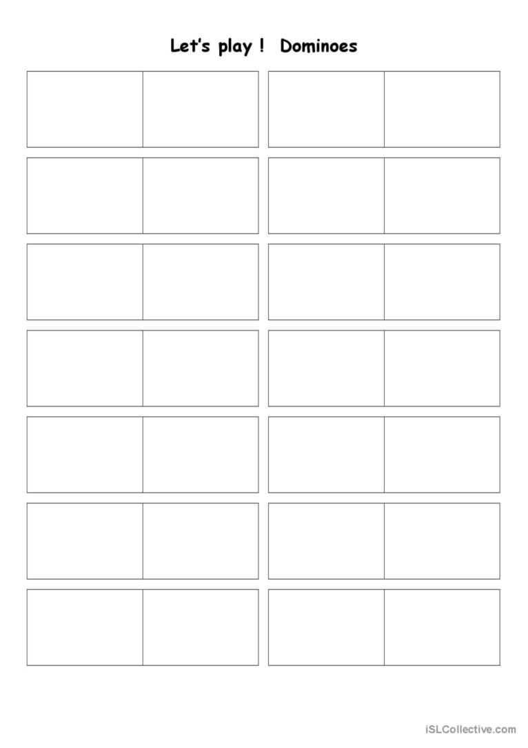 Blank Dominoes English ESL Worksheets Pdf amp Doc