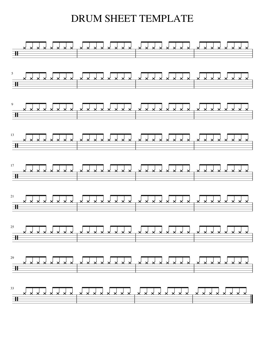 Blank Drum Sheet Template Sheet Music For Drum Group Solo 