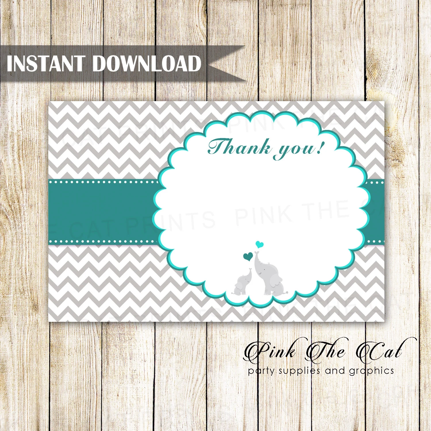 Teal Blank Free Printable Card