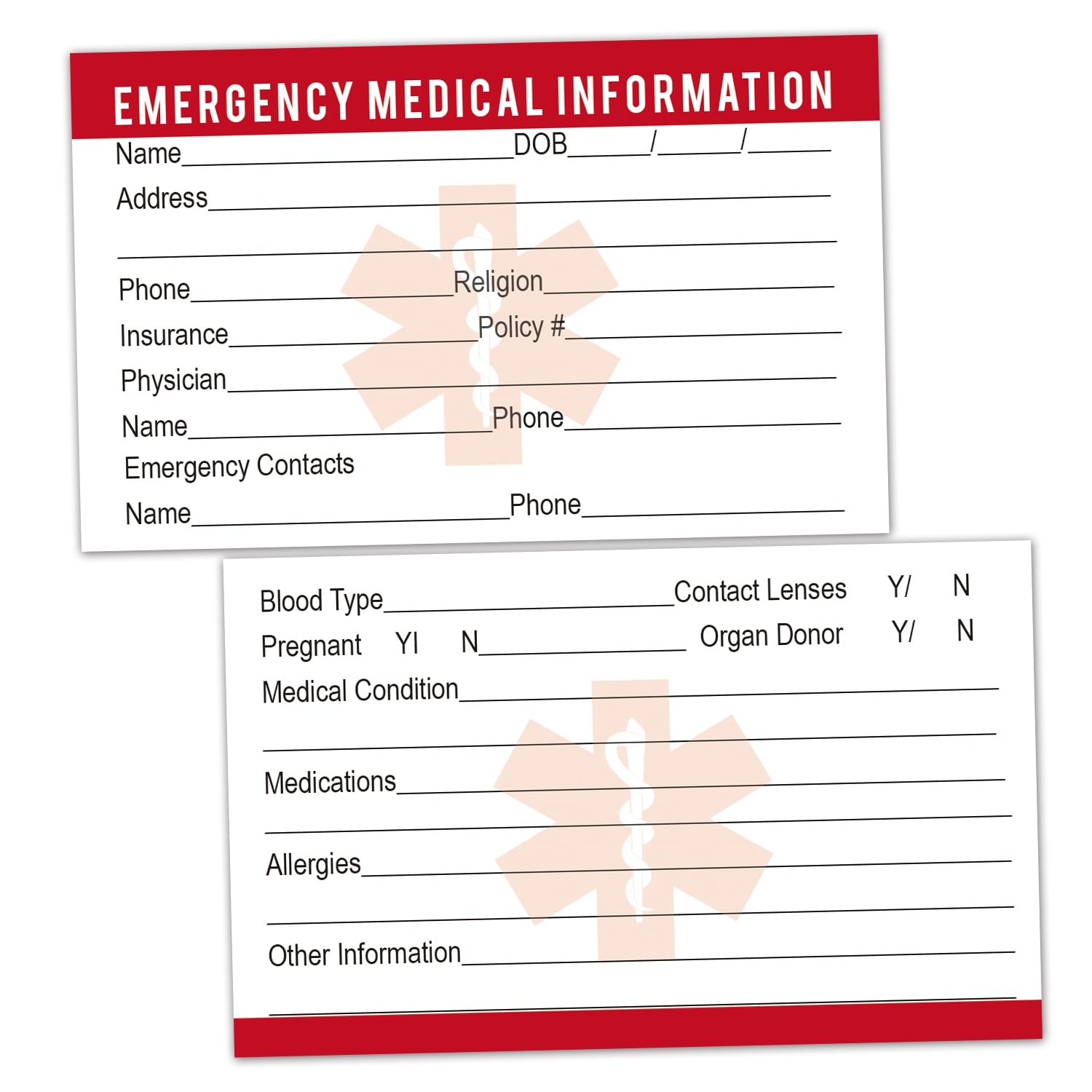 Blank Medical Wallet Card Printable