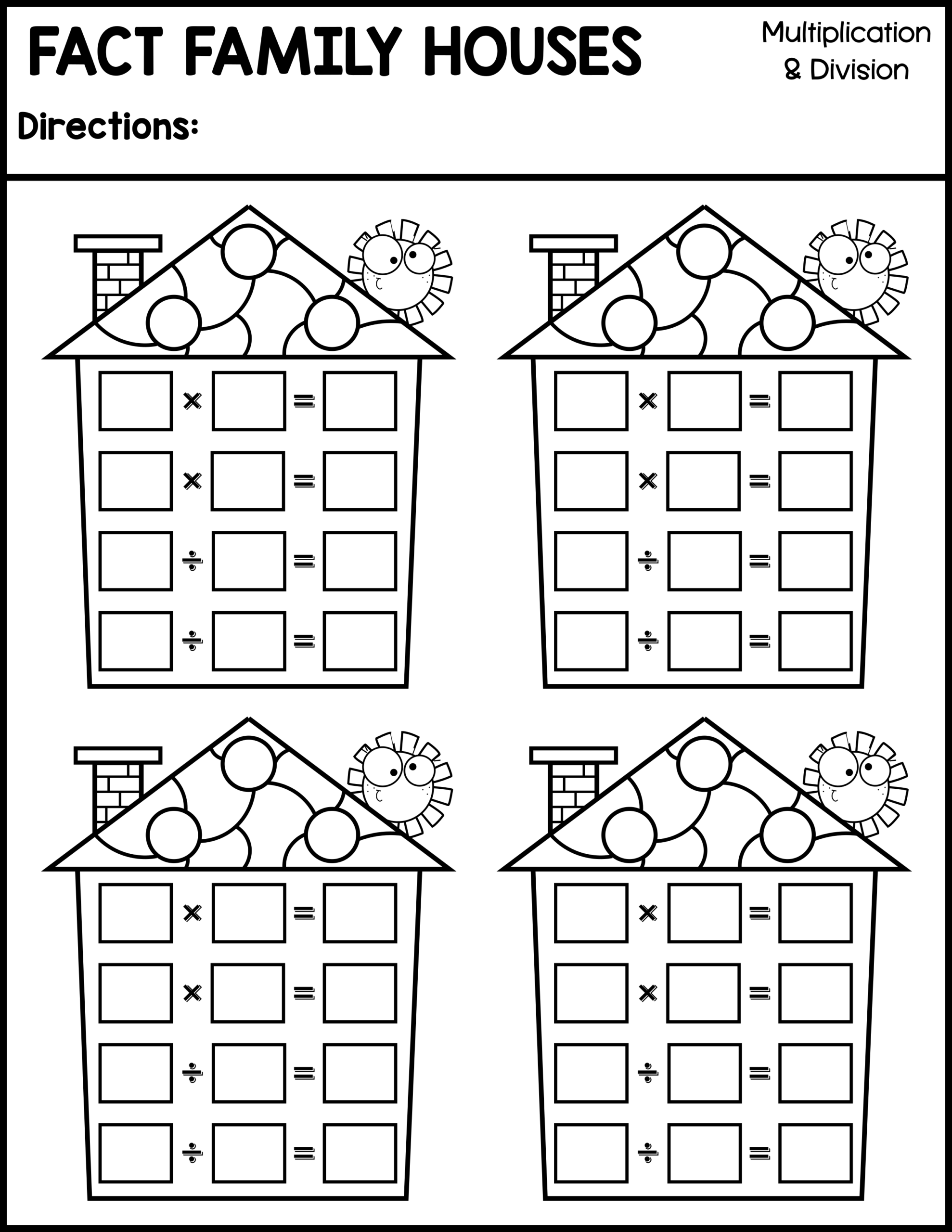Multiplication Fact Families Printable Blank