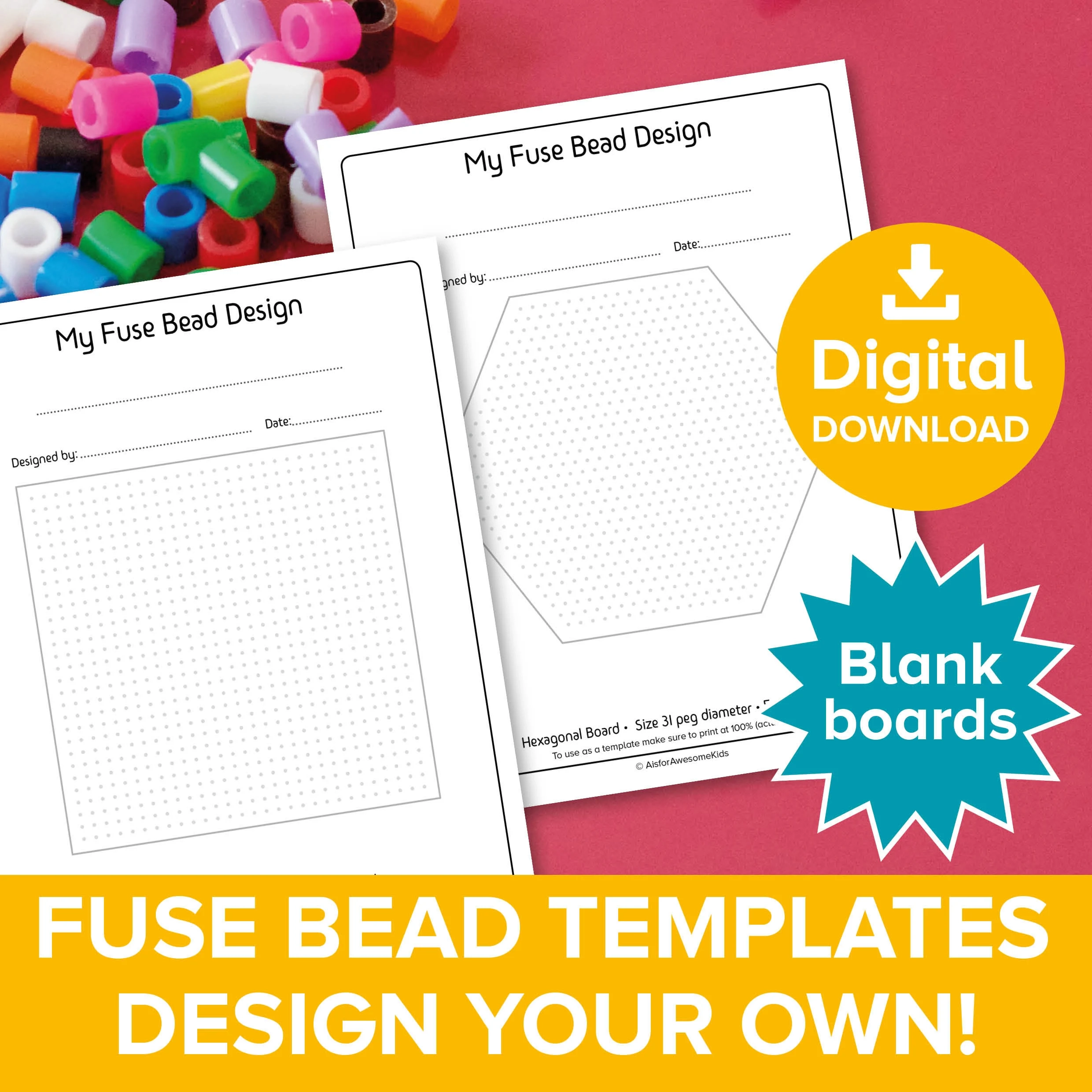 Printable Blank Perler Bead Template