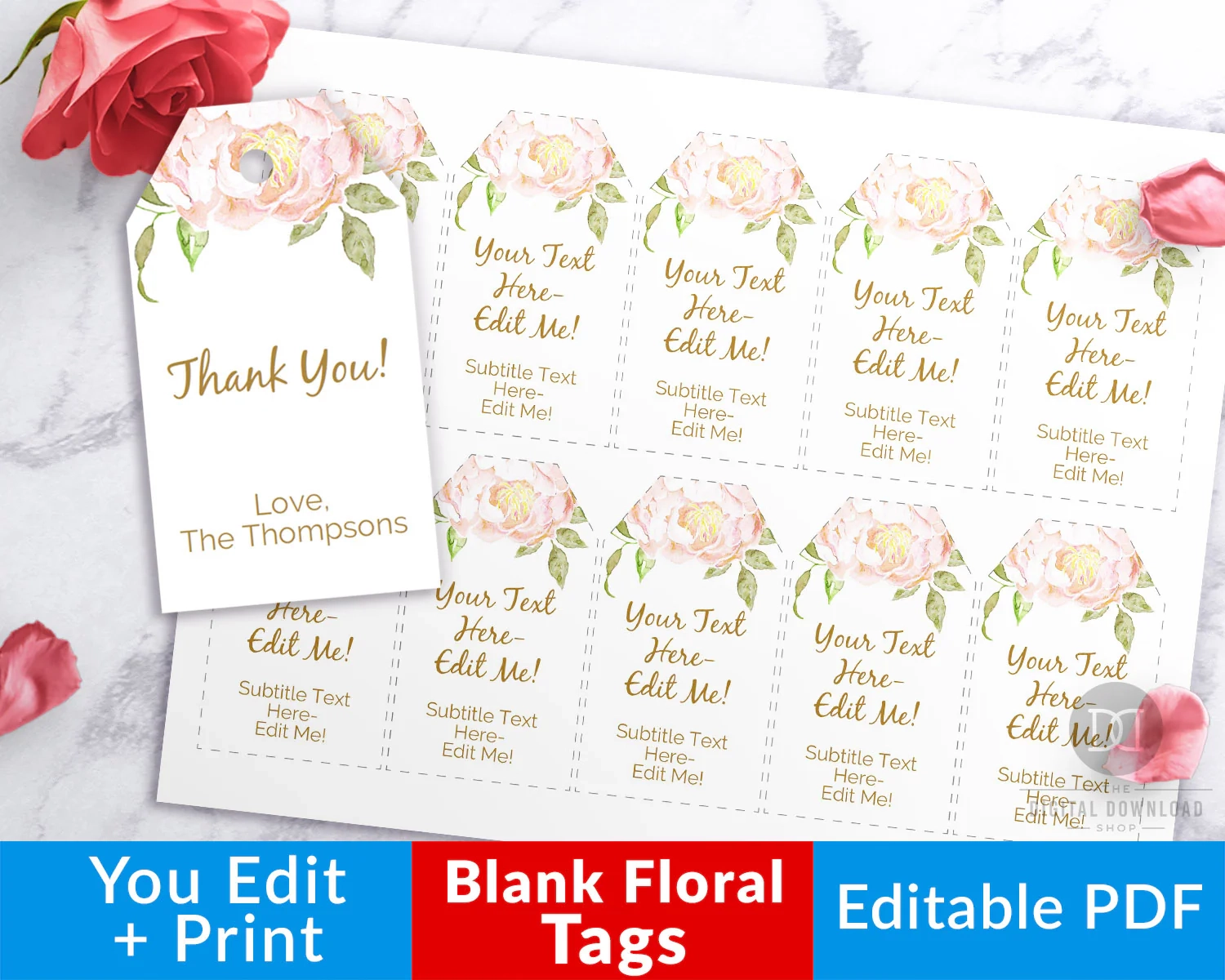 Blank Gift Tags Printable Editable Floral The Digital Download Shop