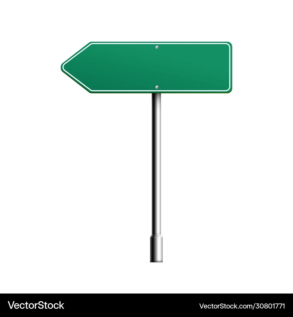 Blank Green Arrow Road Sign Realistic Royalty Free Vector