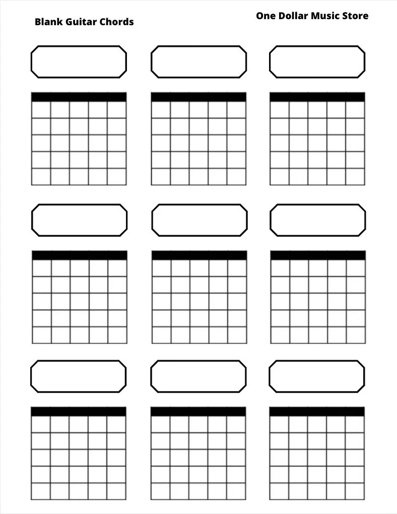 Blank Guitar Chord Chart Printable Sheet digital Download 