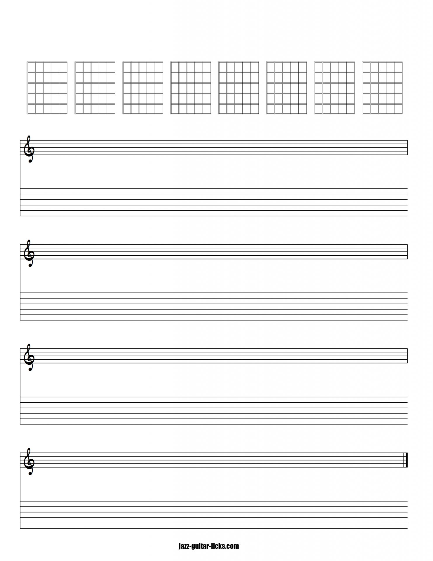 Printable Blank Guitar Tab Sheets