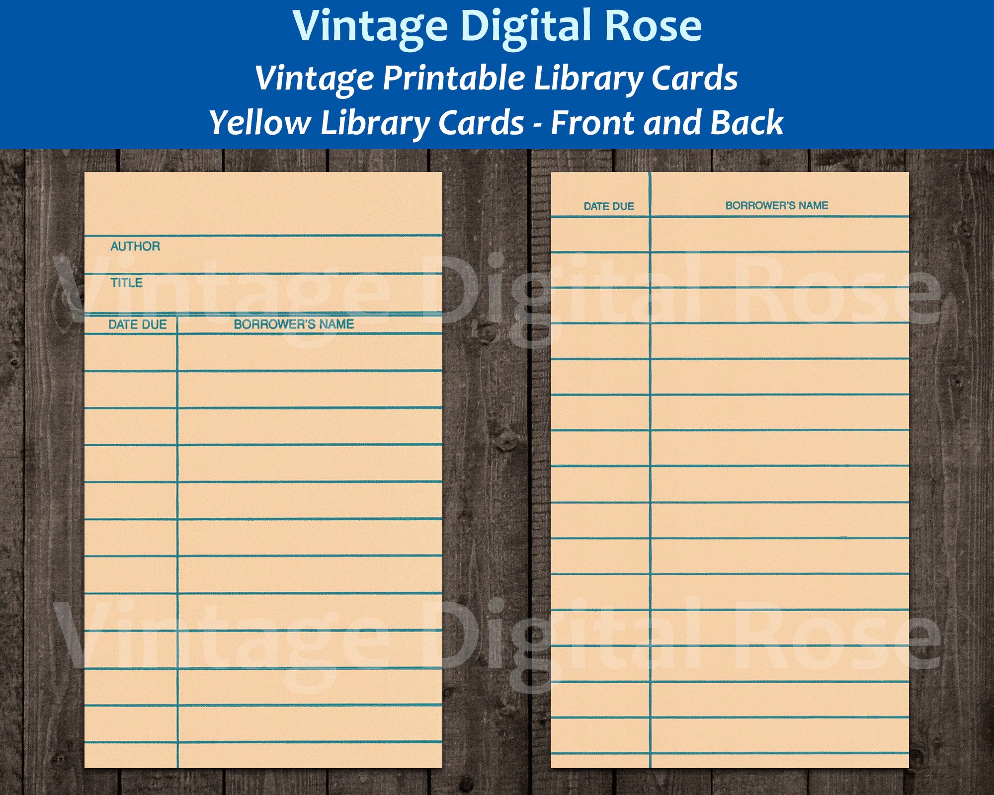 Blank Library Card Etsy