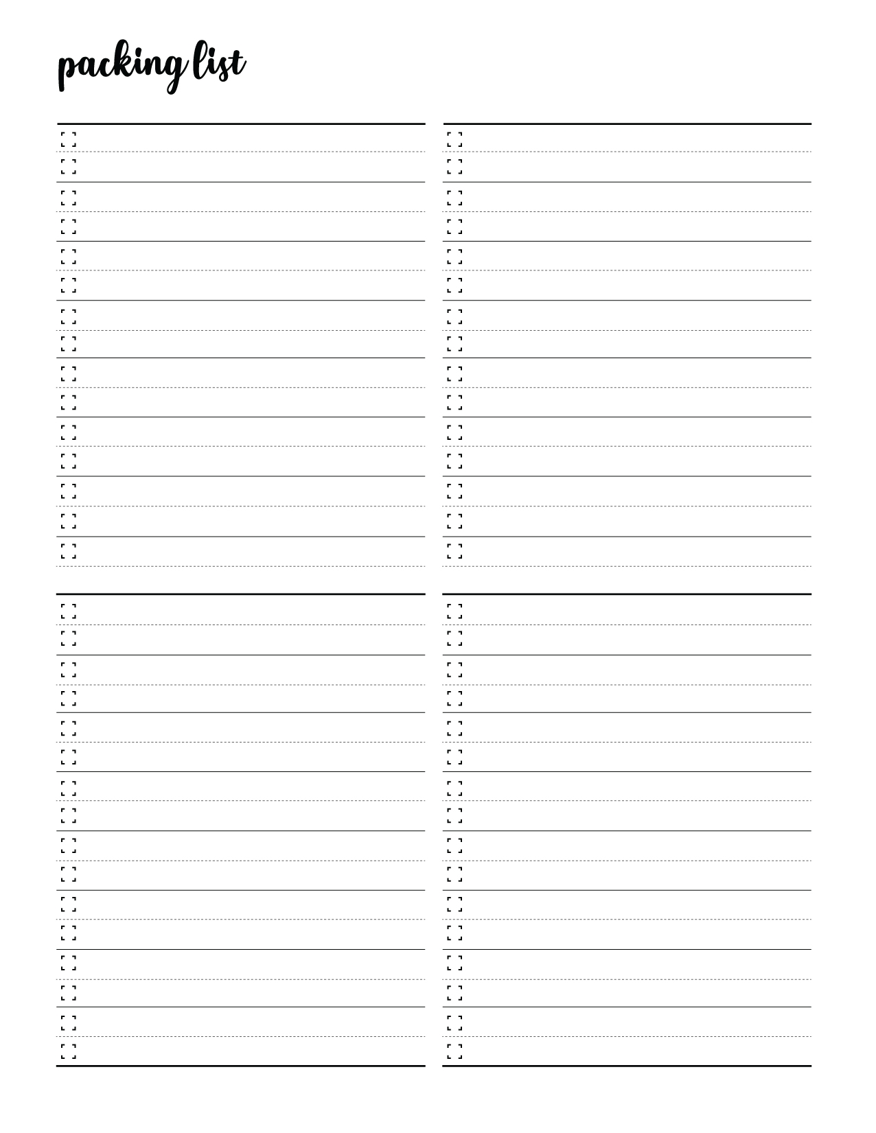 Blank List Printable Free