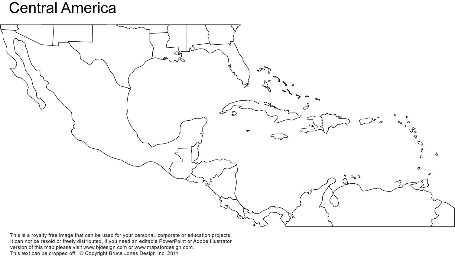Blank Central America Map Printable