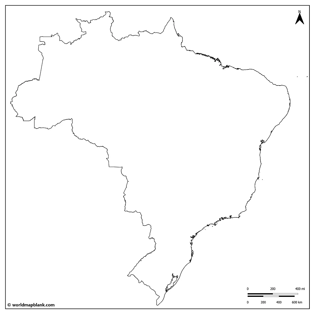 Printable Brazil Political Map Blank