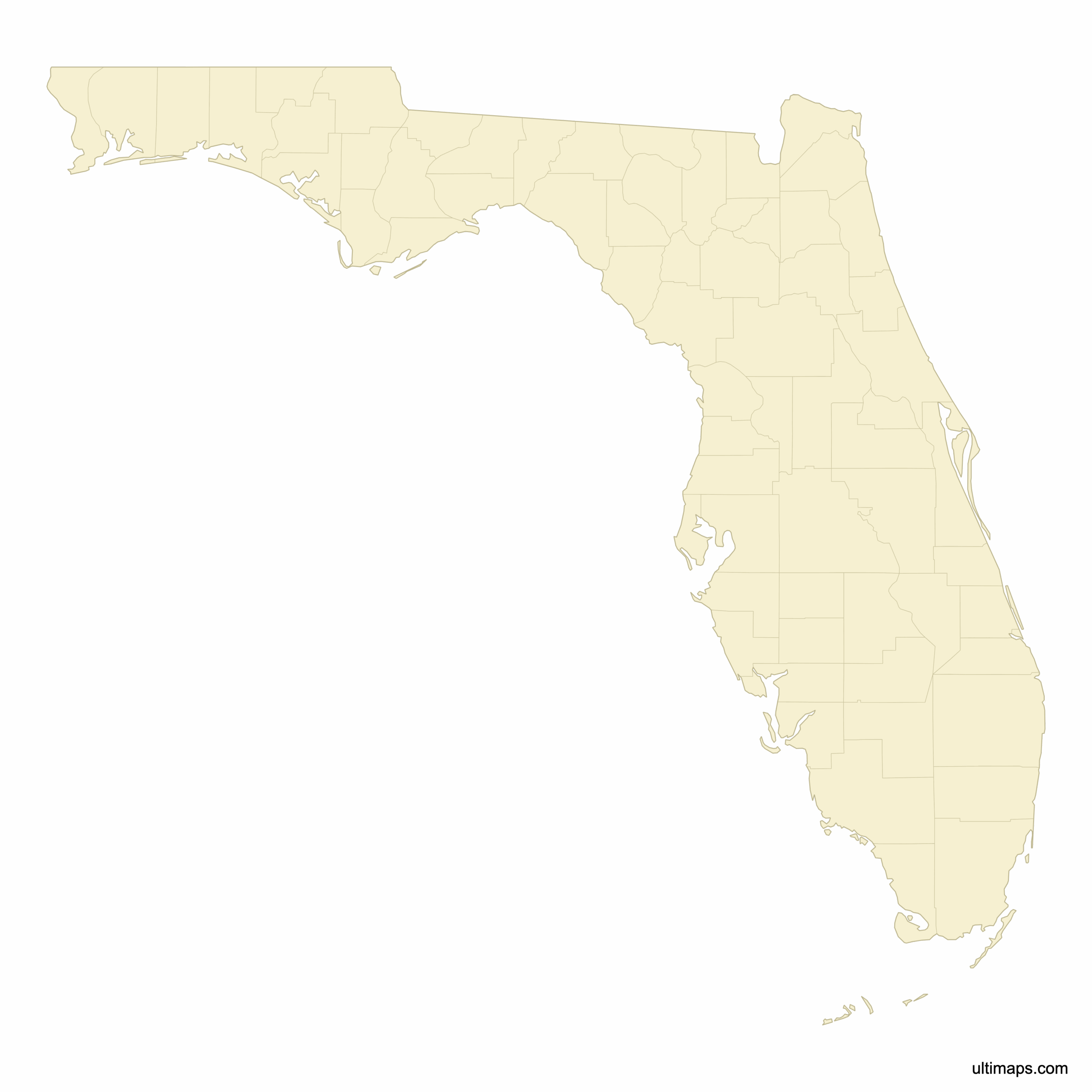 Blank Map Of Florida Counties Ultimaps