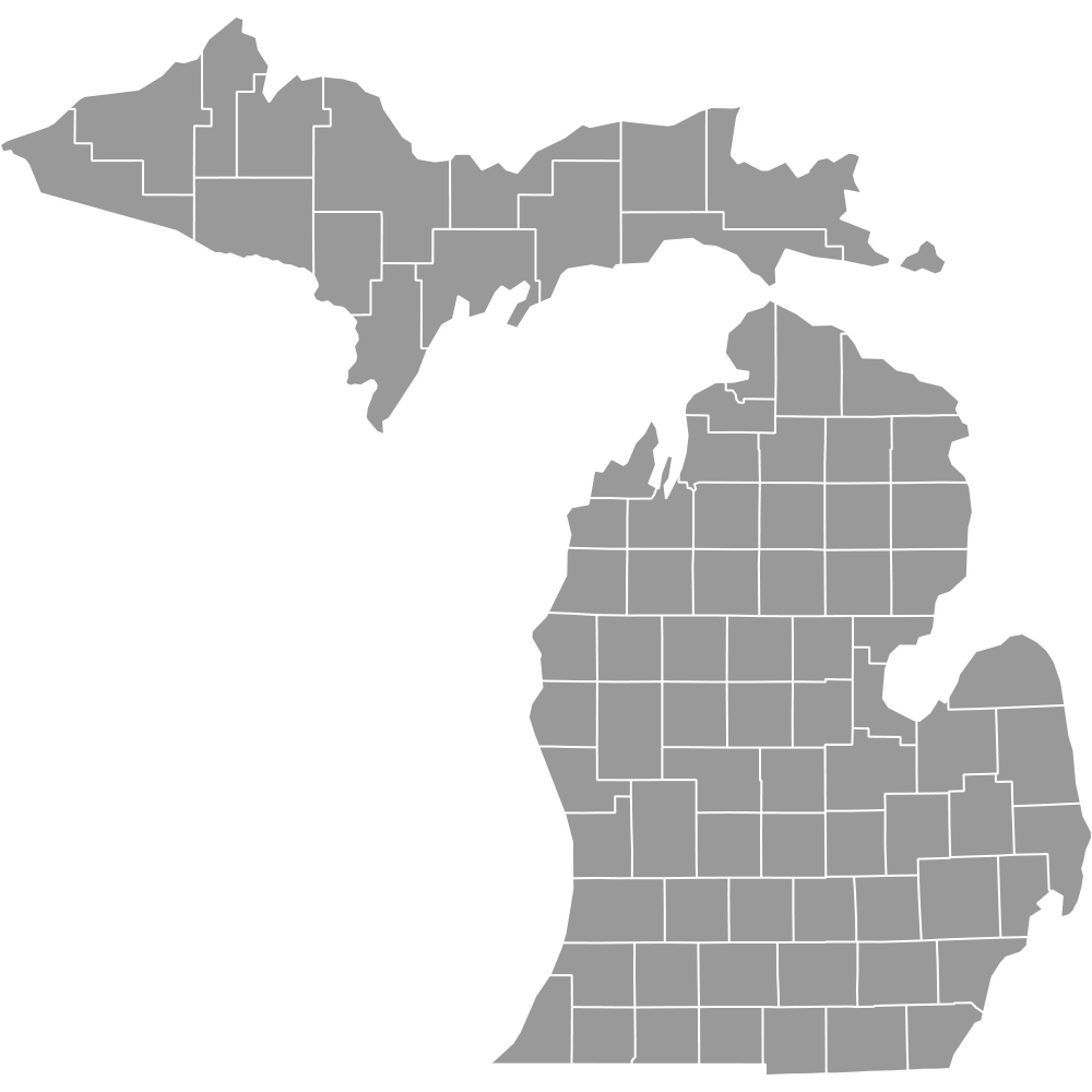 Printable Blank Michigan County Map