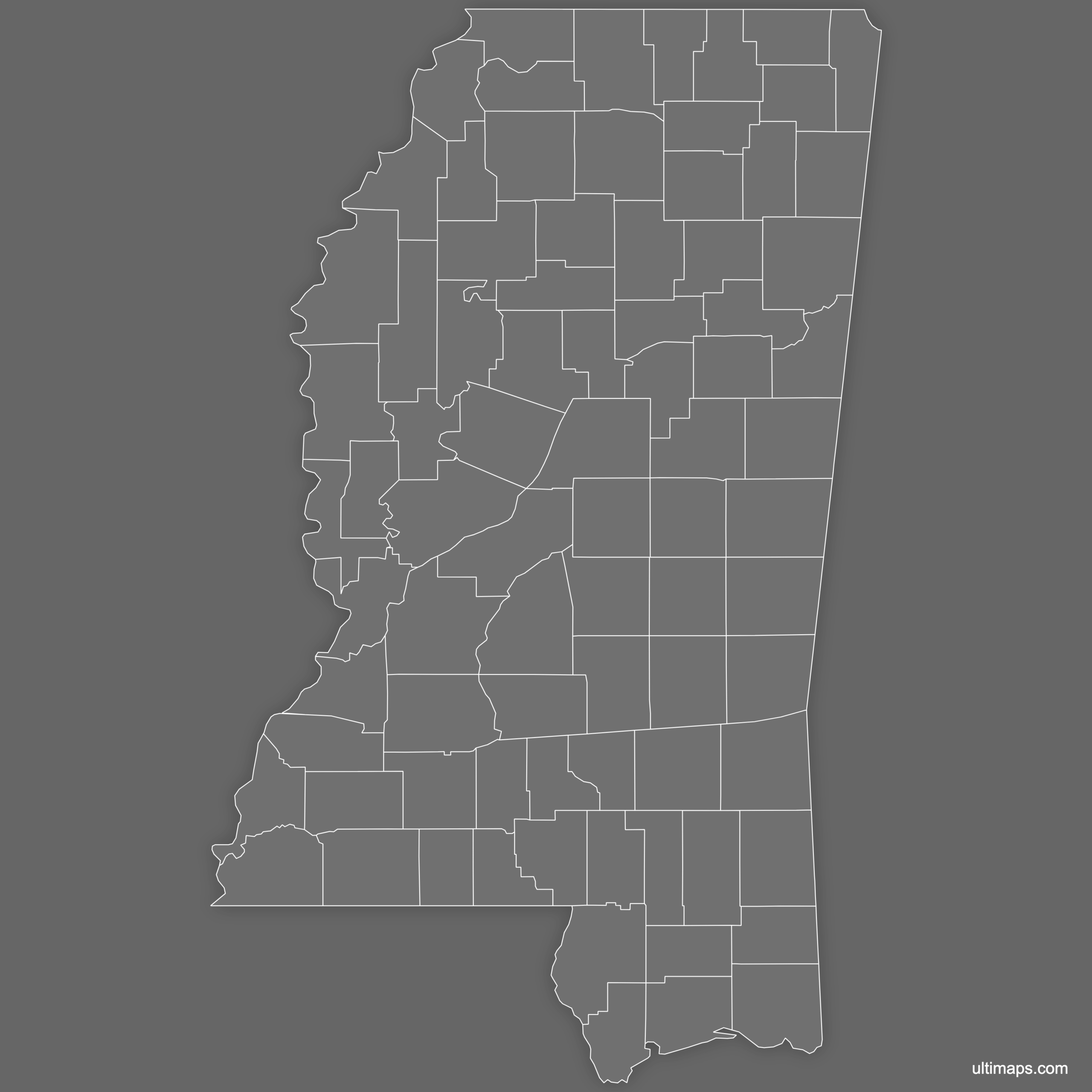 Blank Map Of Mississippi Counties Ultimaps