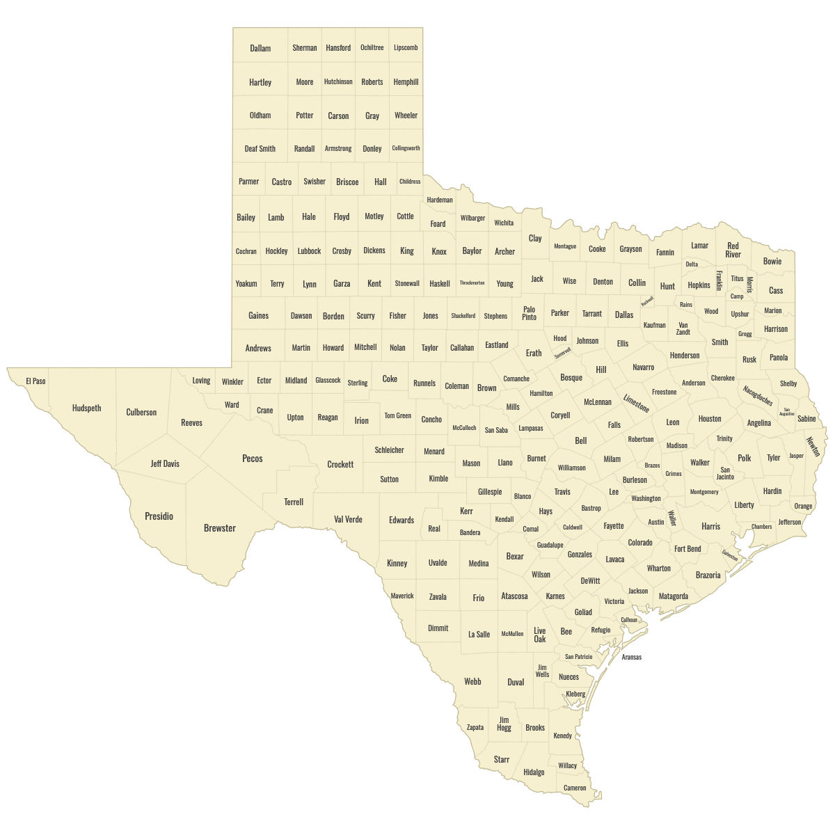 Printable Blank Map Of Texas