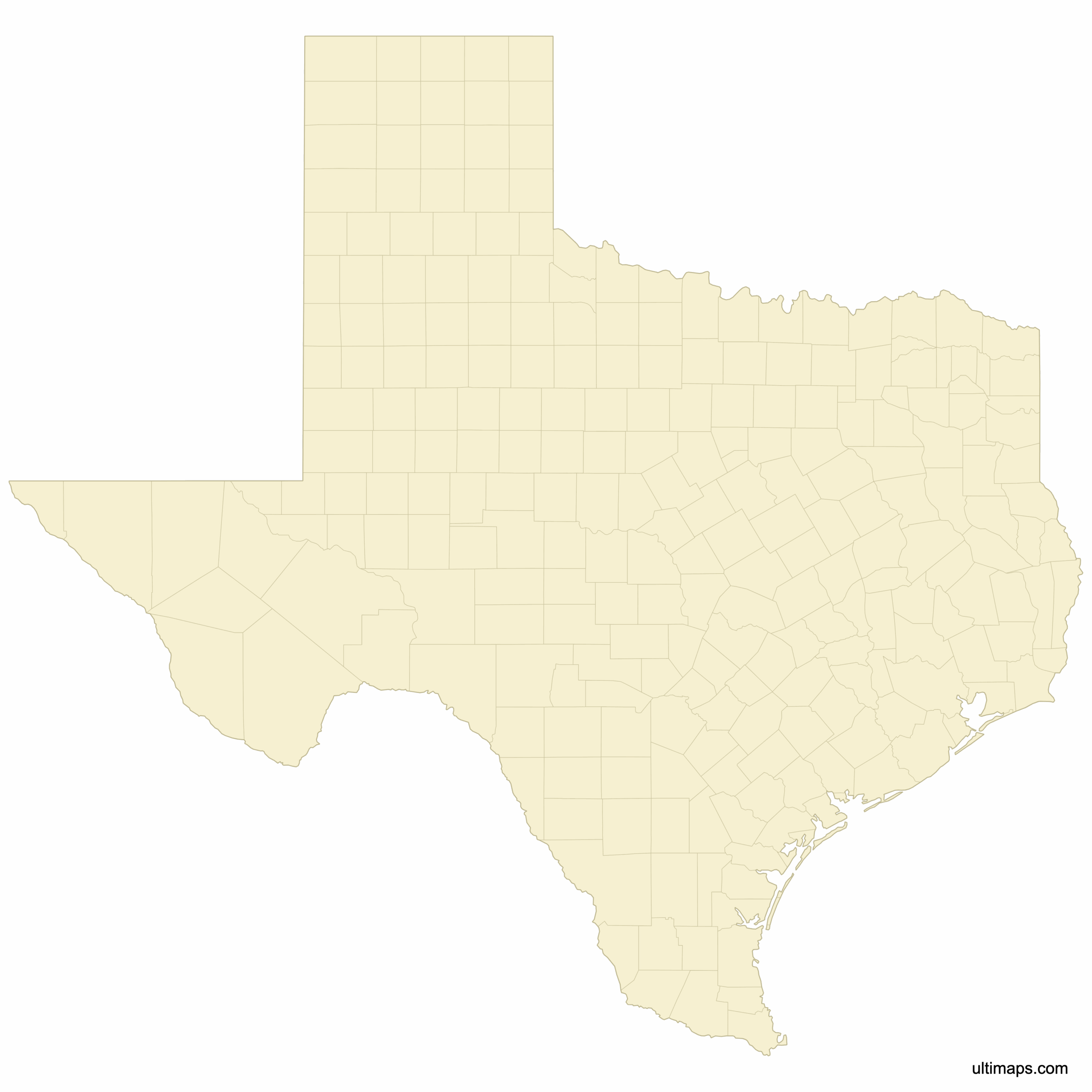 Printable Blank Texas Map