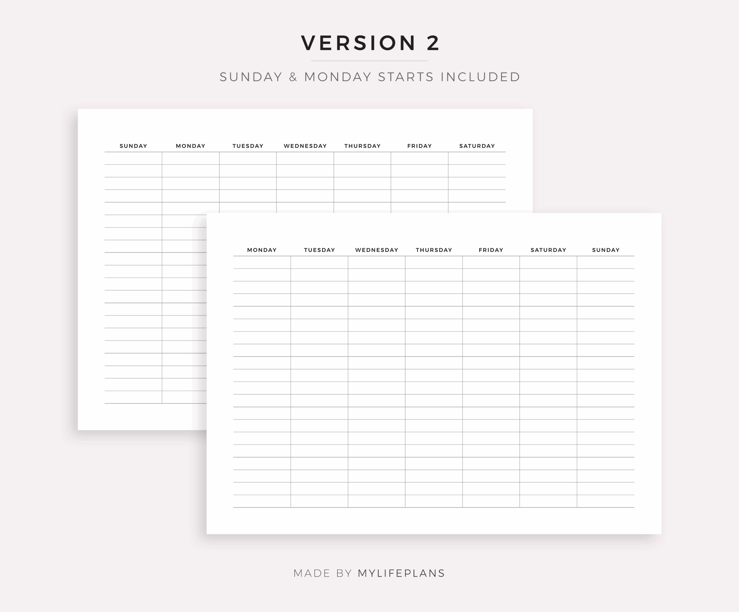 Minimal Blank Calendar Printable