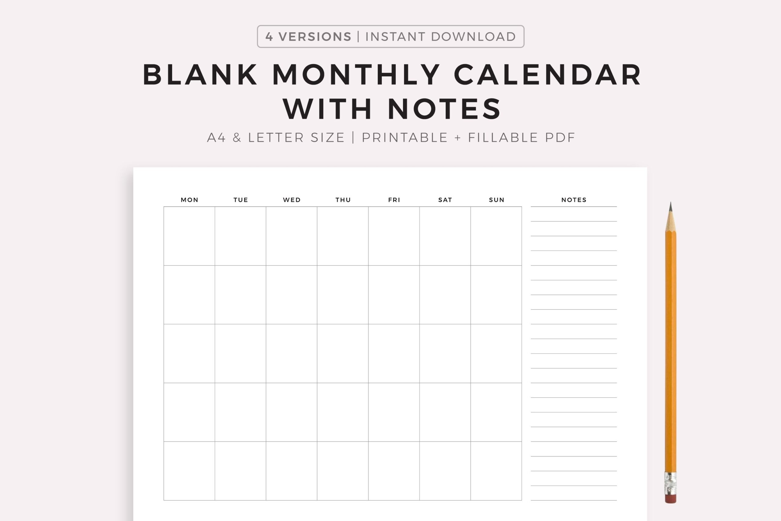 Blank Calendar Letter Size Printable