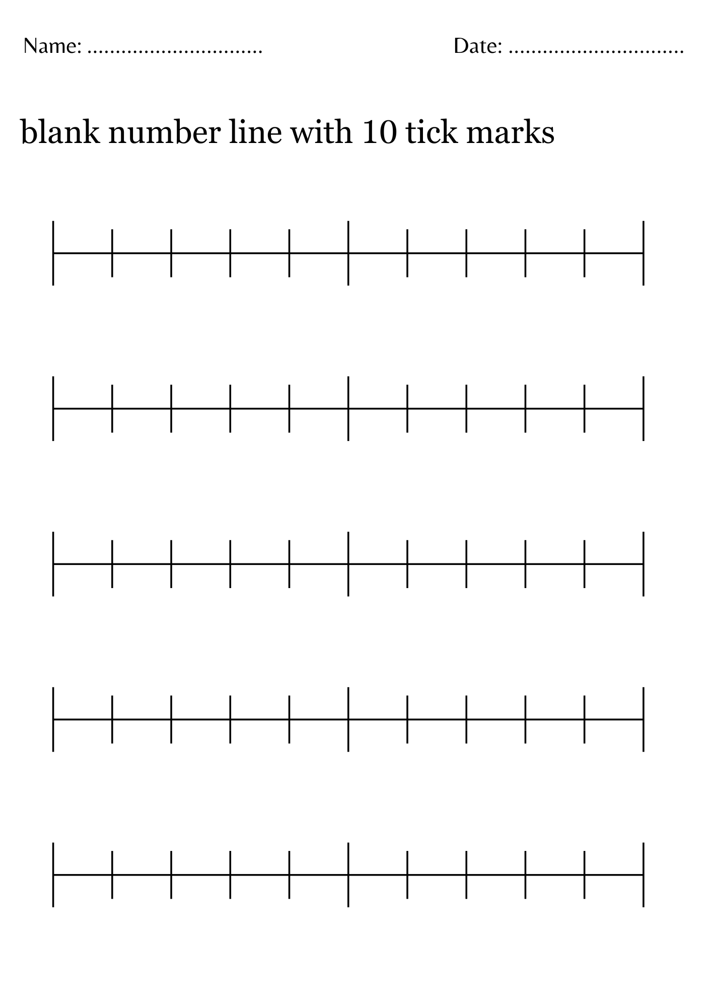 Blank Number Line With 10 Tick Marks Blank Number Line 0 10 