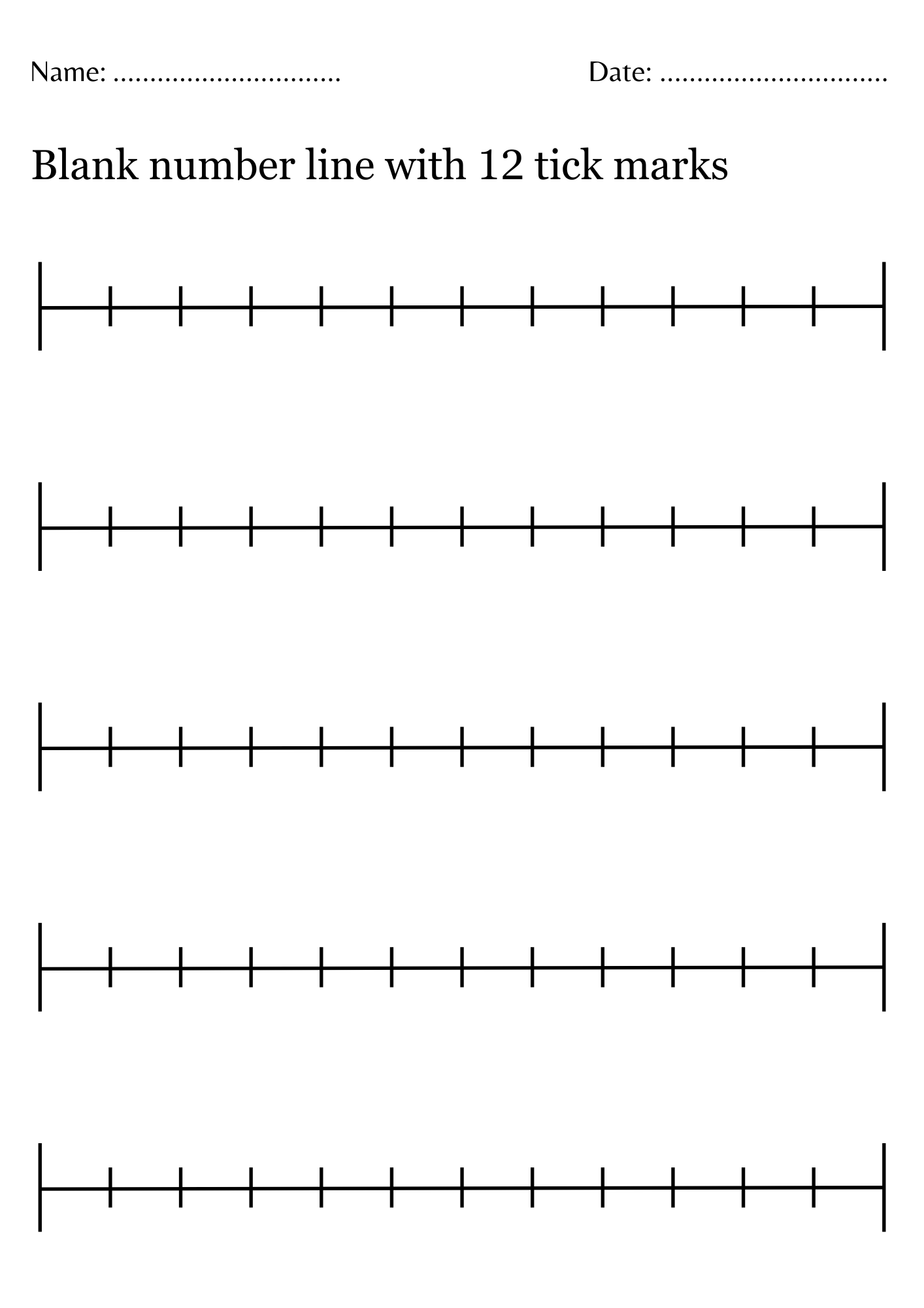 Blank Number Line With 12 Tick Marks Blank Number Line 0 12 