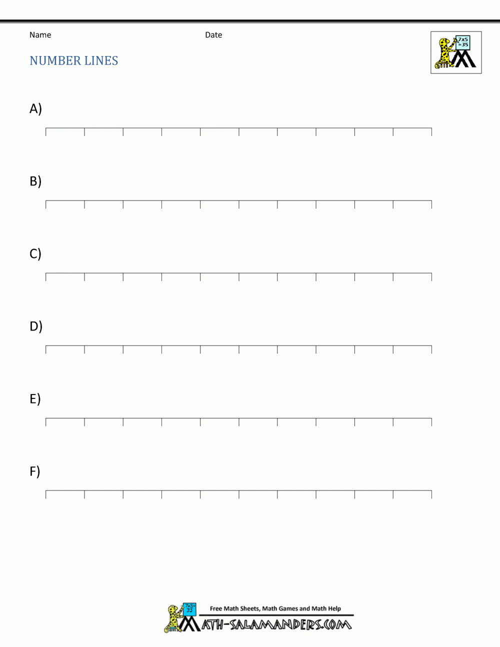 Printable Blank Number Lines Pdf