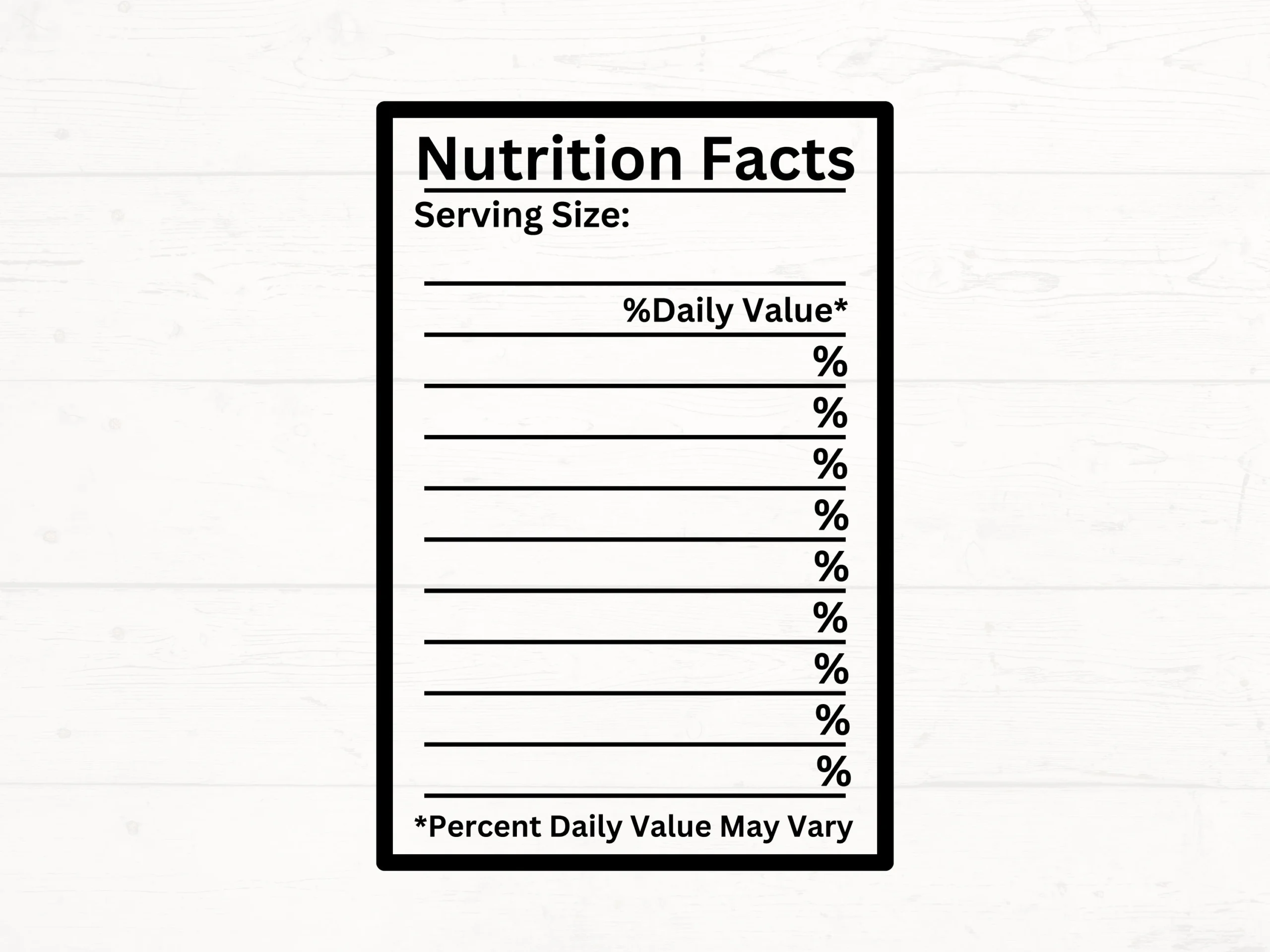 Blank Nutrition Facts SVG Nutrition Facts Template PNG Blank 