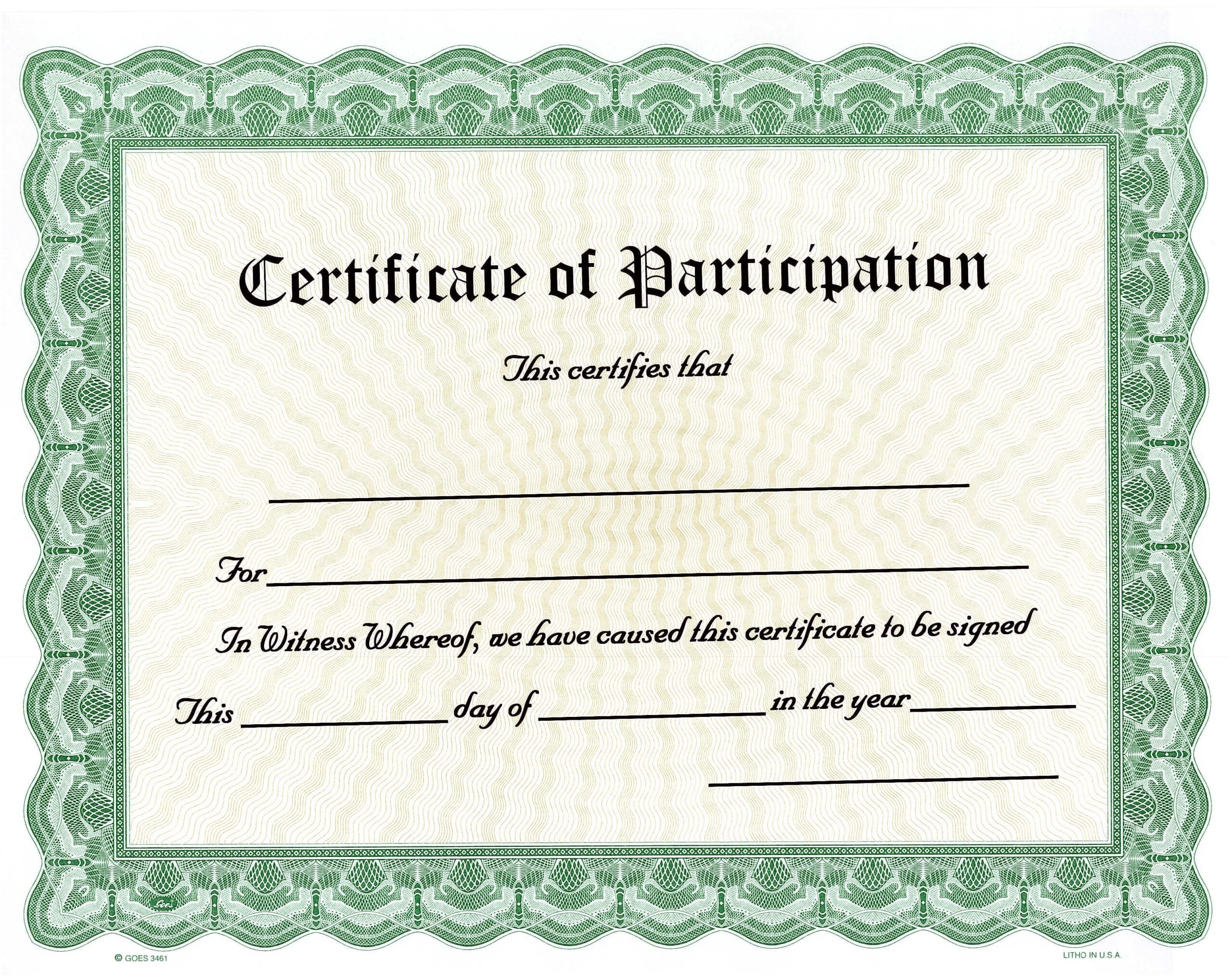 Blank Printable Certificate