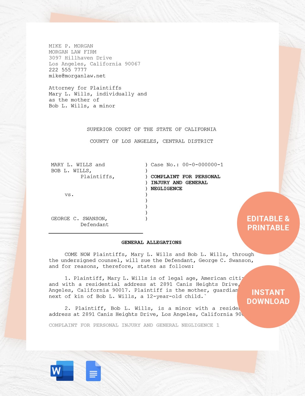 Blank Pleading Paper Template In Word Google Docs Download 