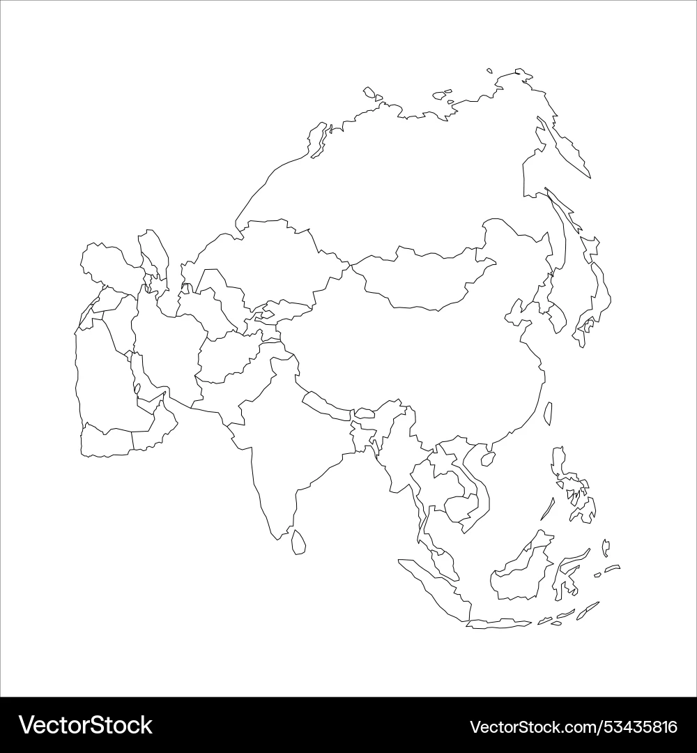 Blank Politische Karte Von Asien Lizenzfreies Vektorbild