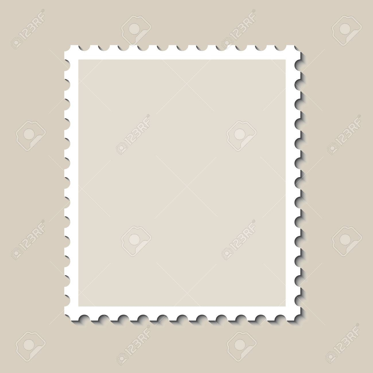 Blank Postage Stamp Template With Shadow Vector Illustration 