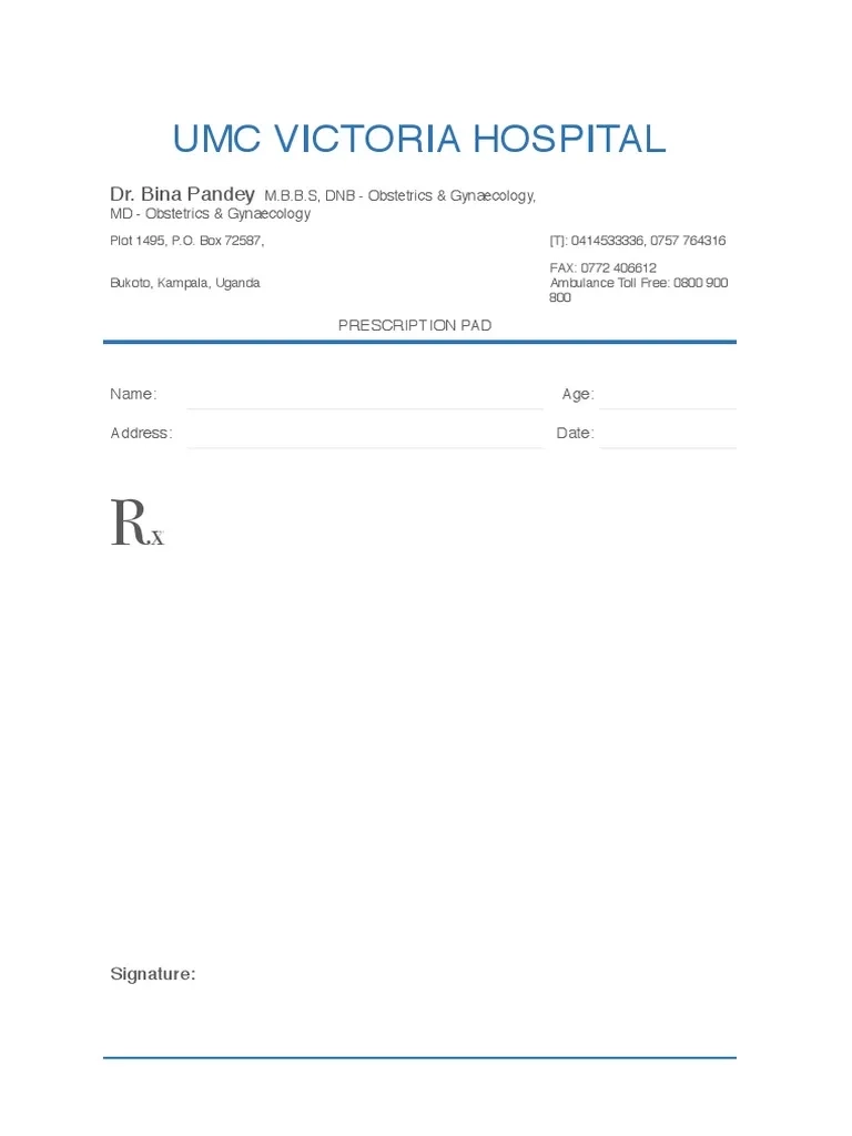 Gynecologist Blank Printable