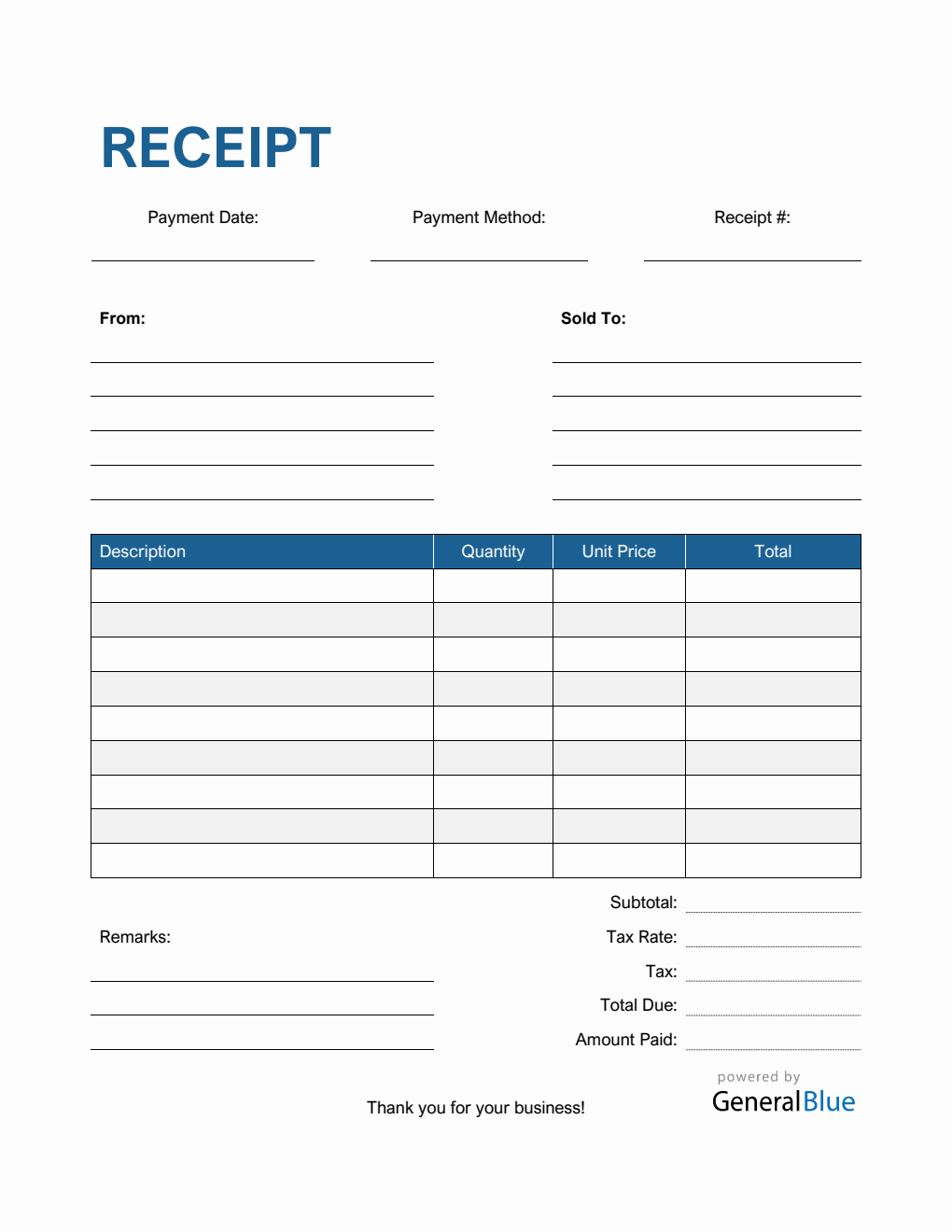 Image Of Blank Printable Receipt