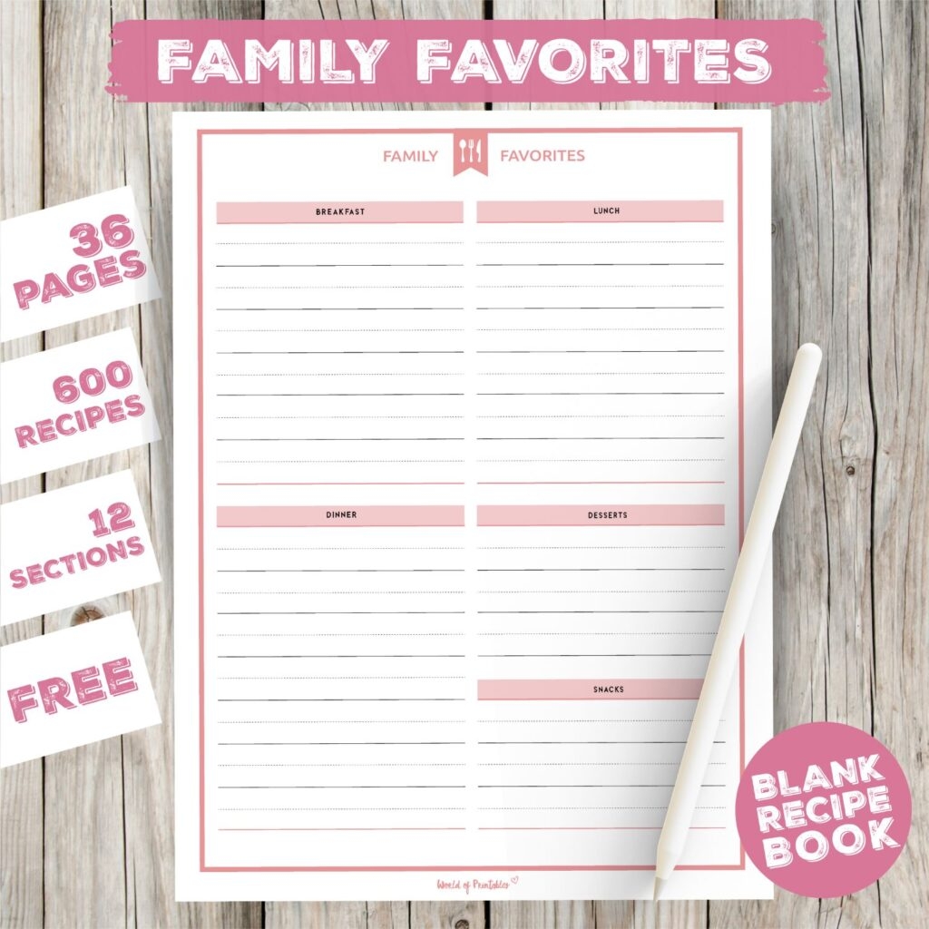 Cookbook Blank Page Printable