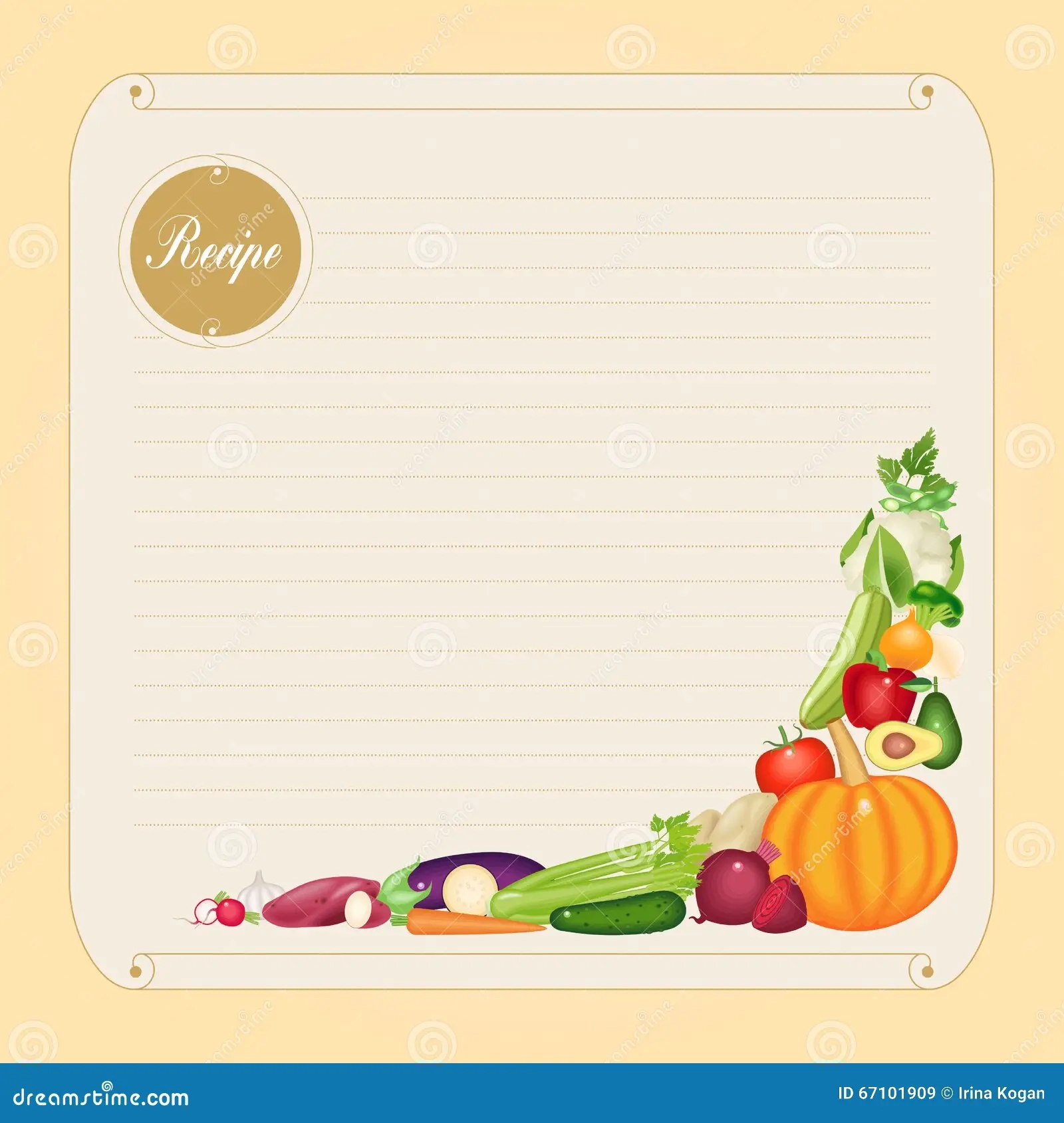 Blank Recipe Card Template In Vector Format Stock Vector 