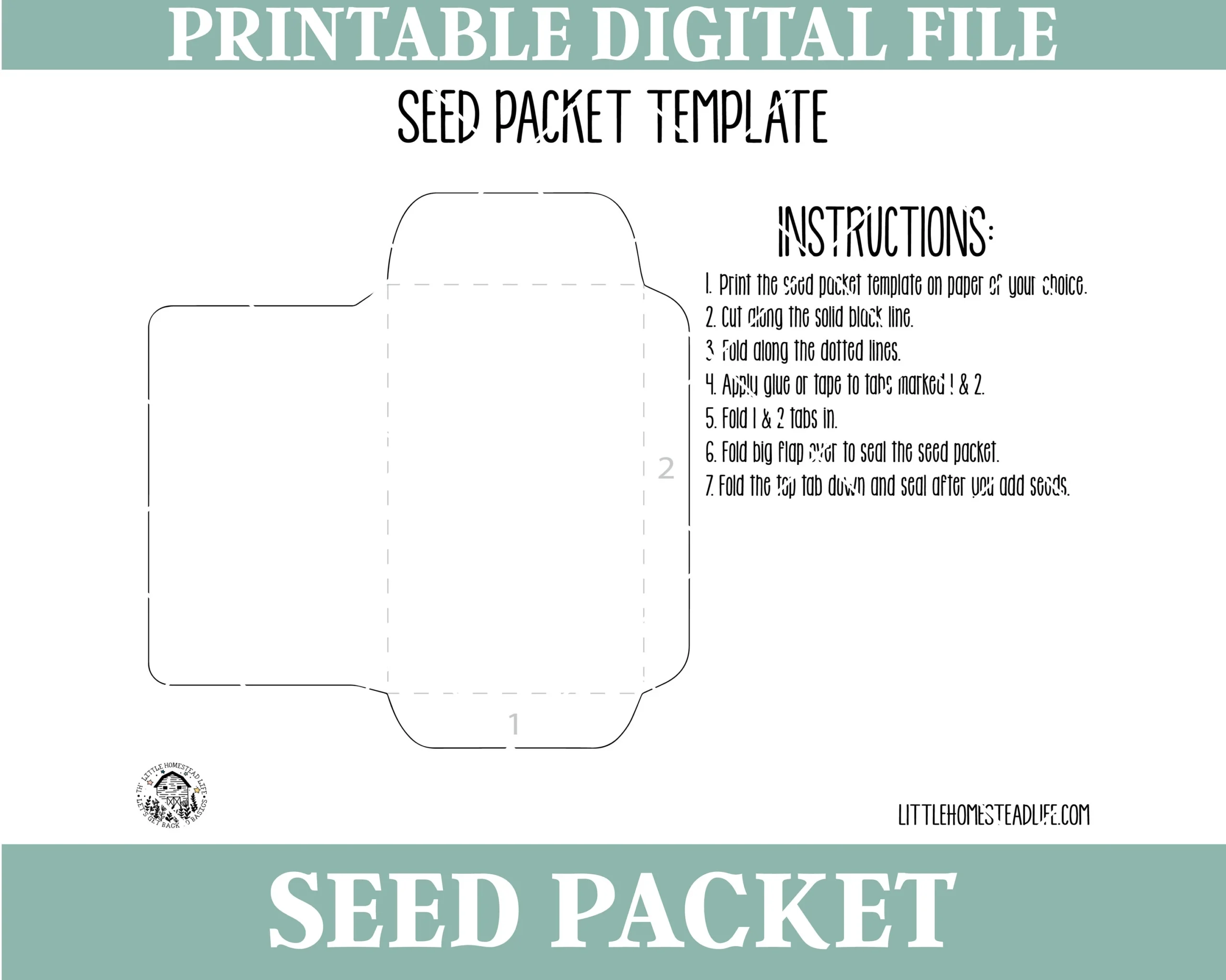 Blank Seed Packet Template Printable DIY Design PDF amp JPG Files 