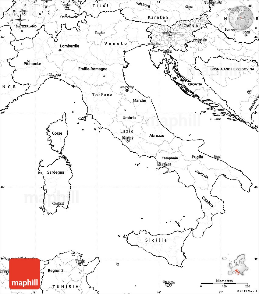 Blank Printable Map Of Italy