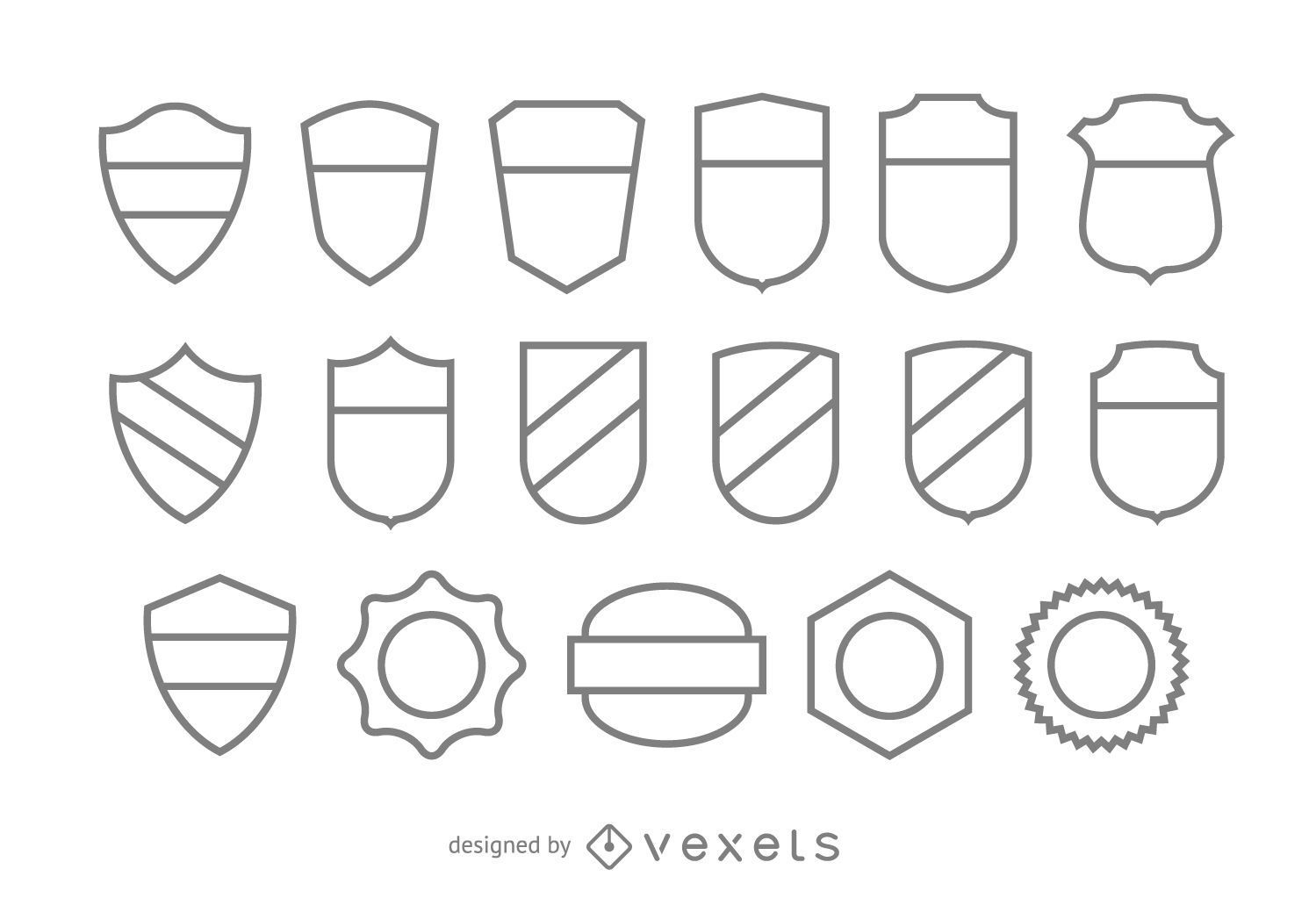 Blank Stroke Badge Template Set Vector Download