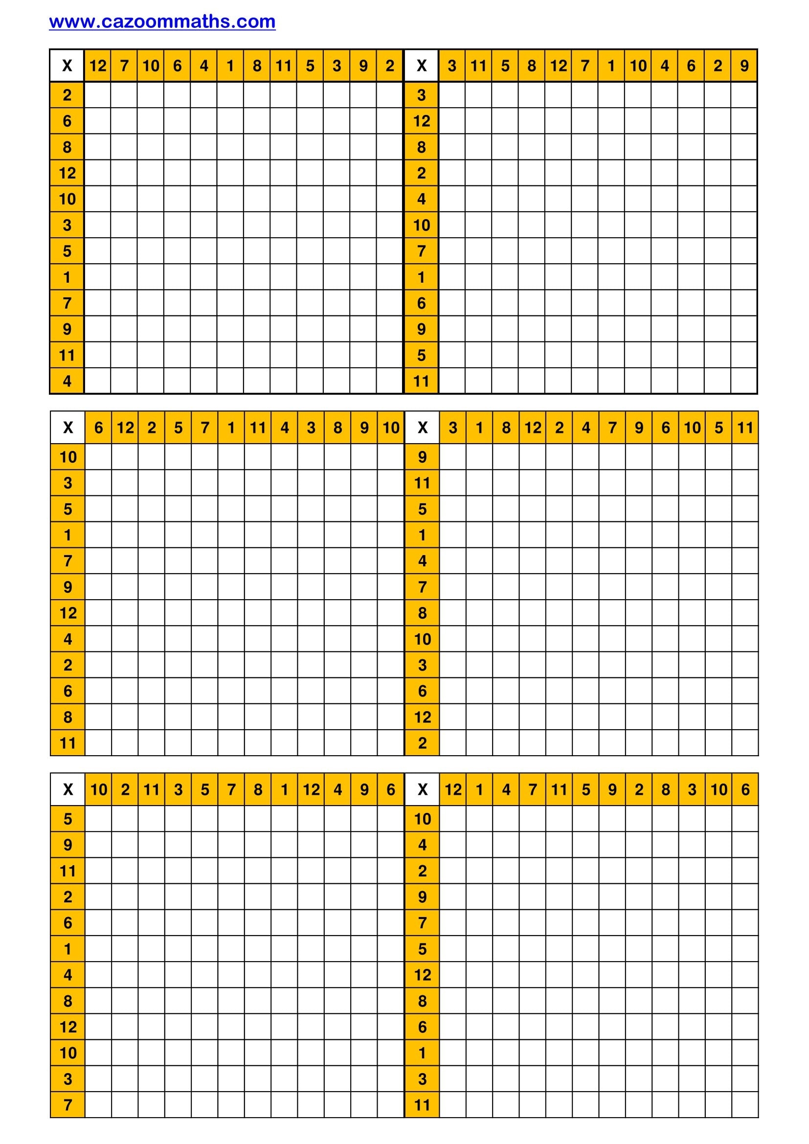 Blank Times Table Grids FREE Teaching Resources