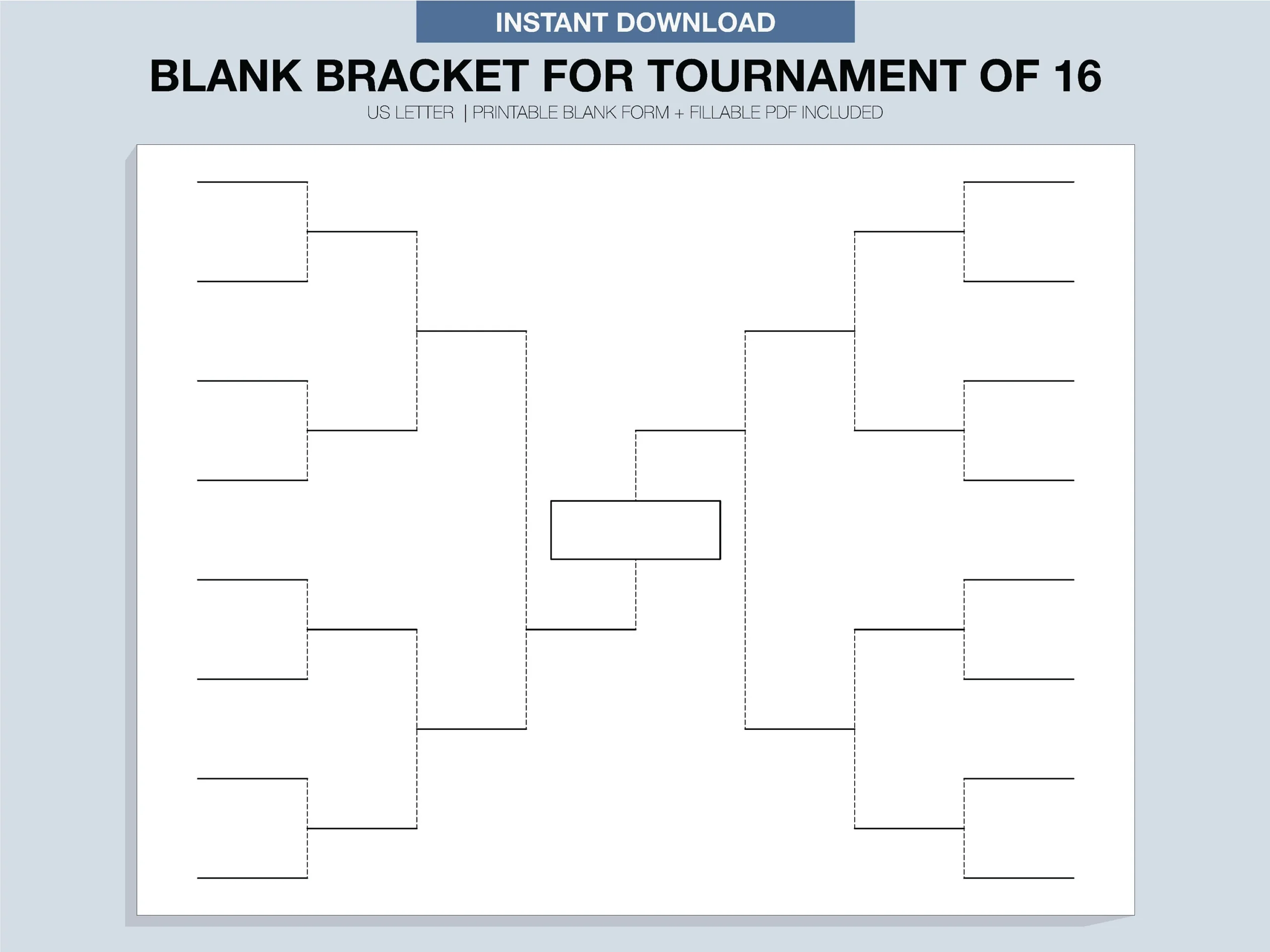 Blank Tournament Bracket Printable Fillable PDF Single 