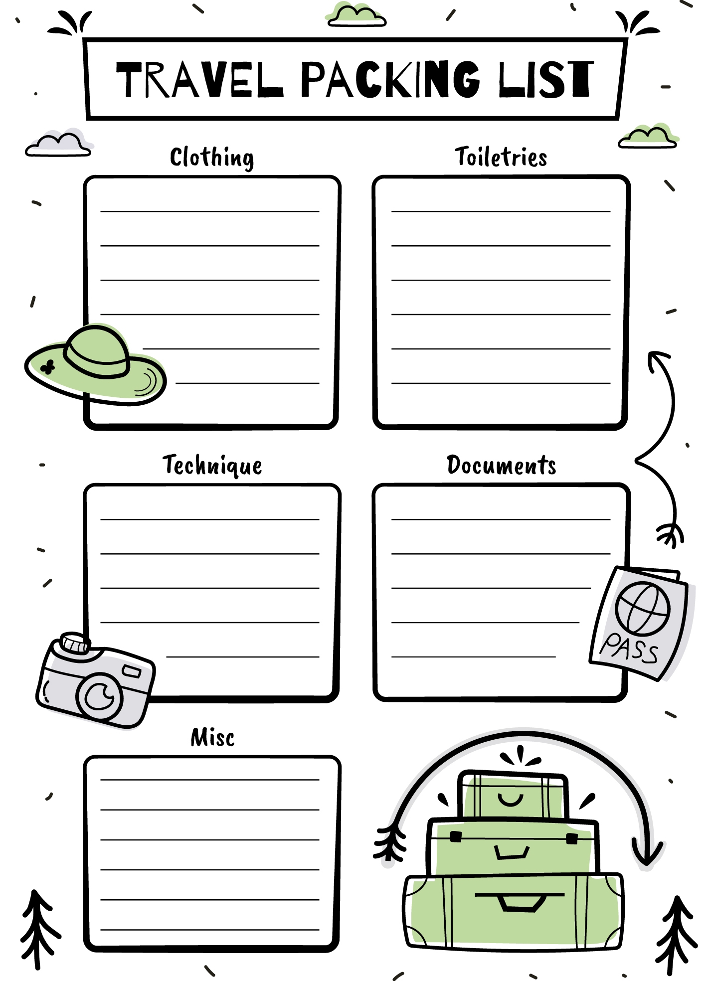 Printable Blank Packing Checklist Template