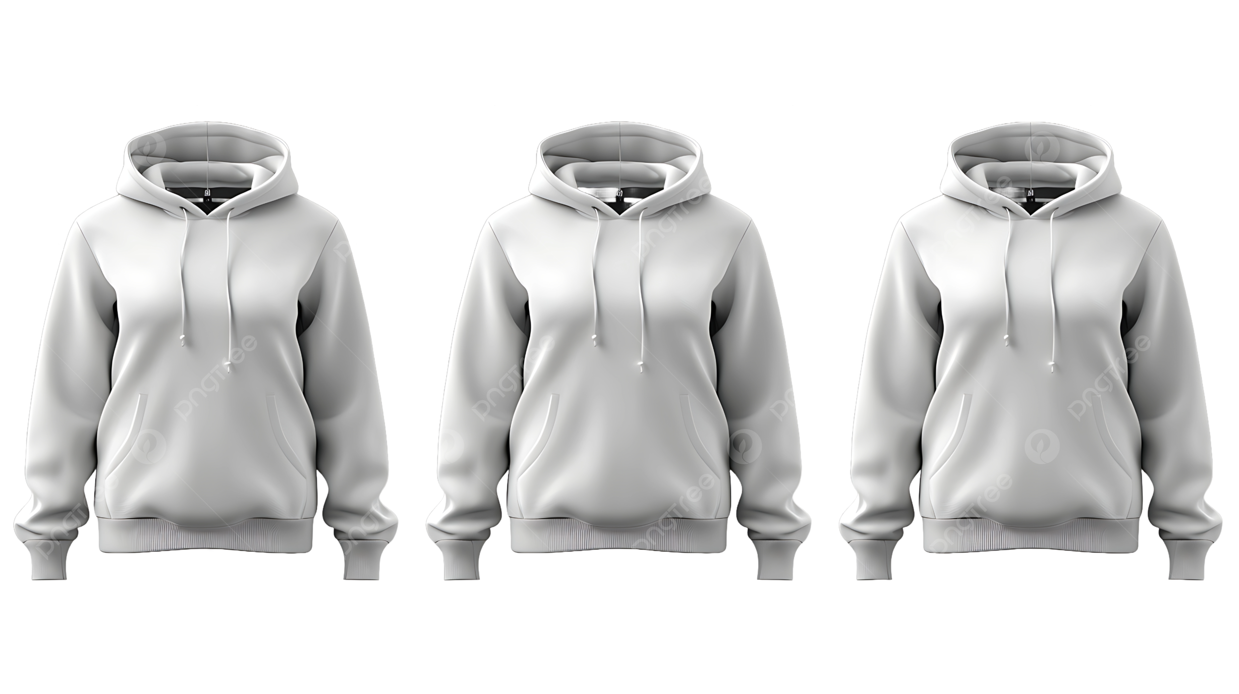 Blank White Hoodie Template Sweatshirt Long Sleeve With Clipping 