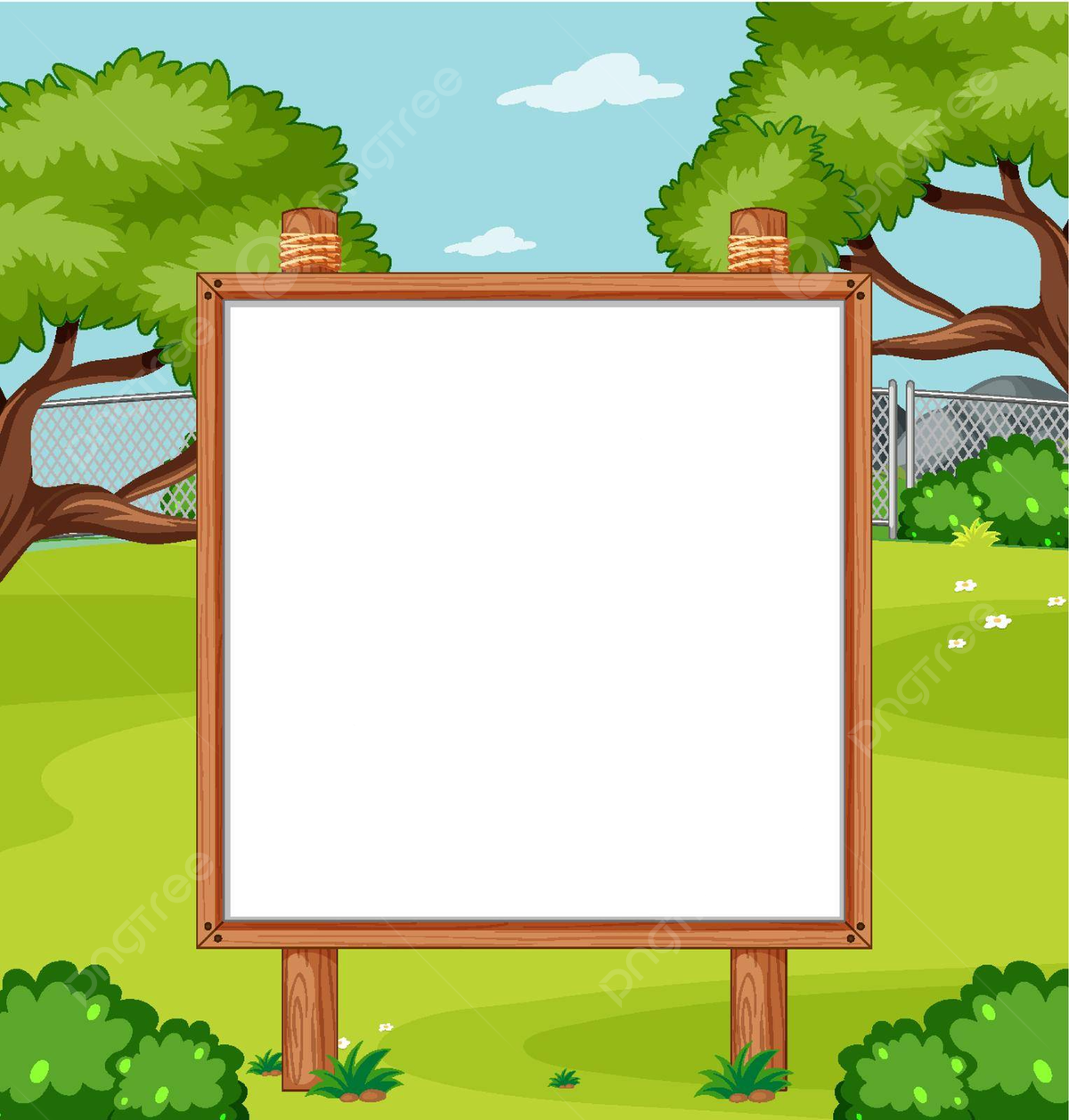 Blank Wooden Frame In Nature Park Scene Graphic Outdoor 