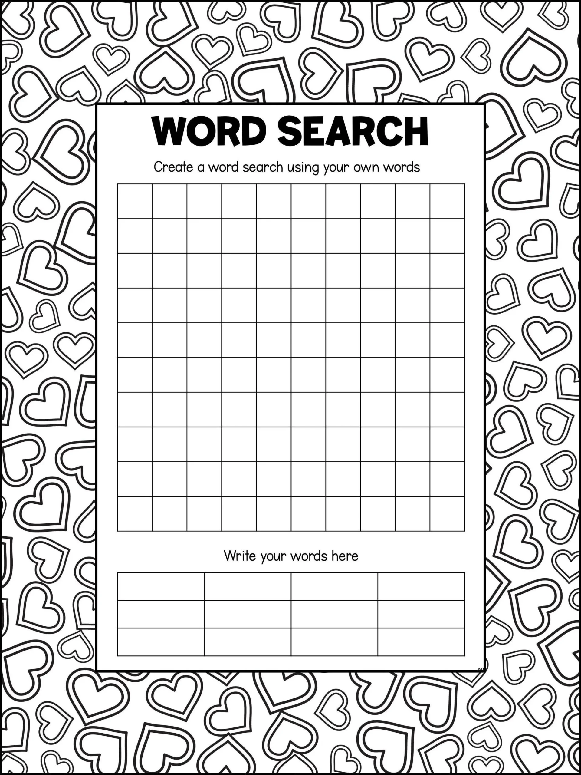 Word Search Printable Blank
